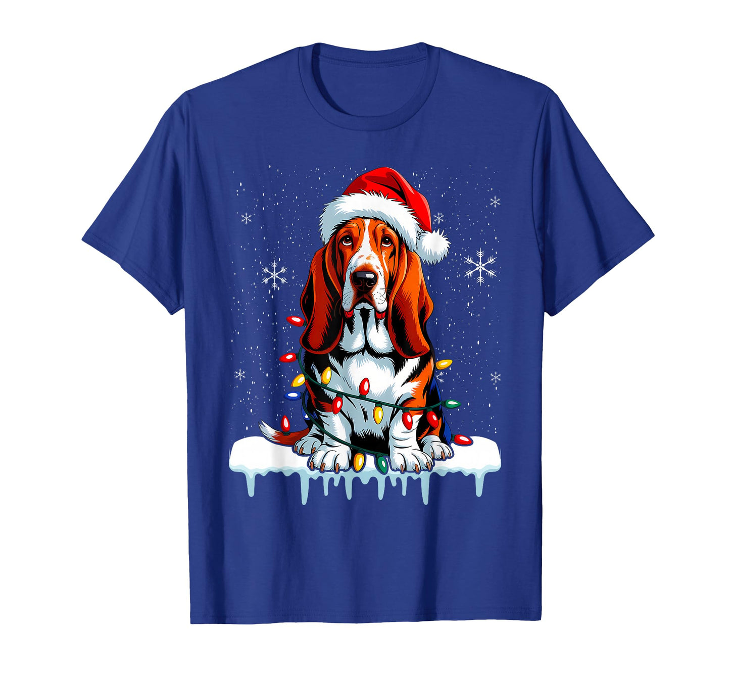 Pet Animal Basset Hound Dog Lover Santa hat Christmas Lights T-Shirt