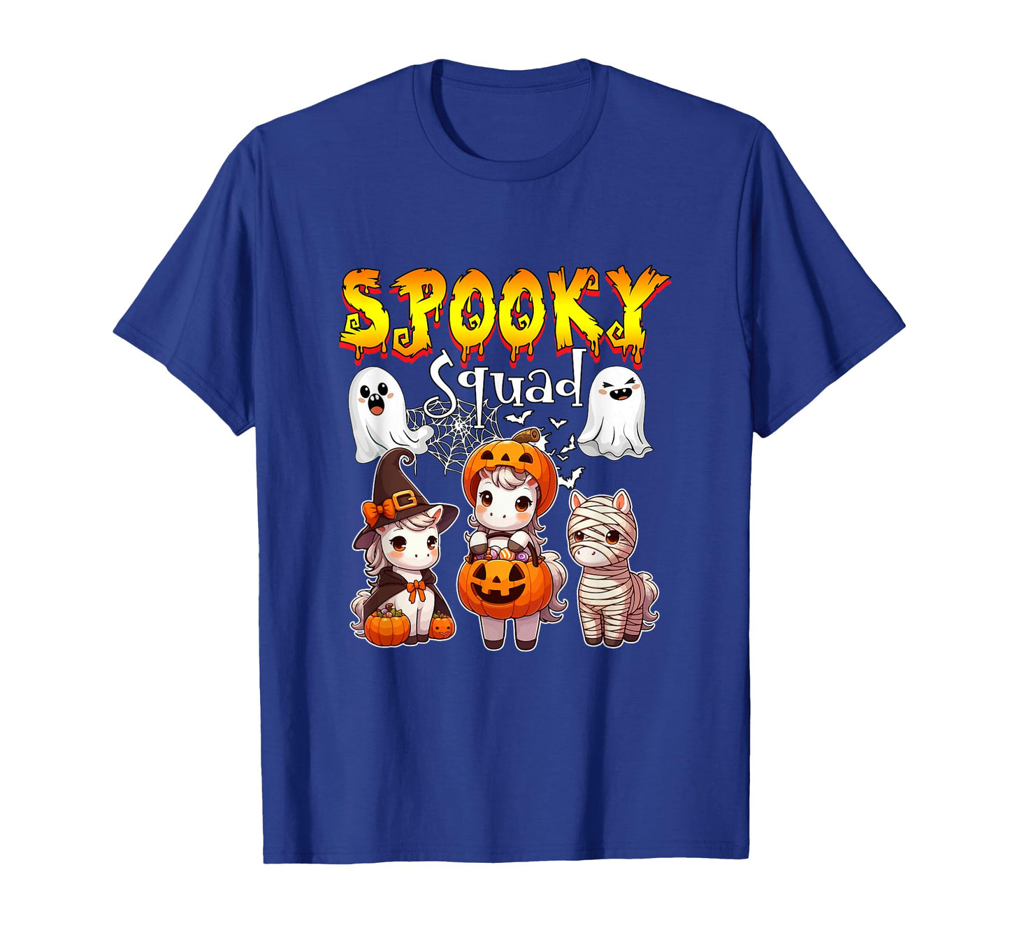 Spooky Halloween Squad Three Cute Horses Cosplay Witch T-Shirt