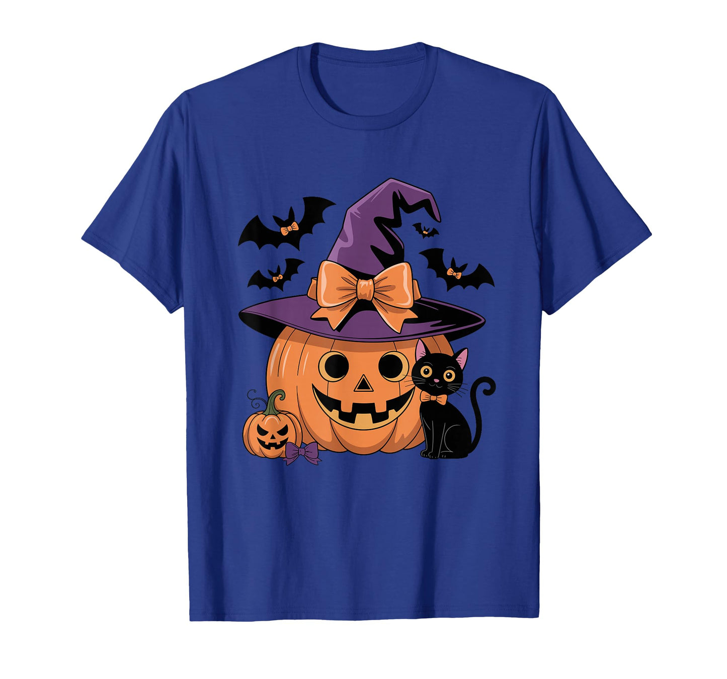 Fall Season Pumpkin Witch Hat Bow Halloween T-Shirt