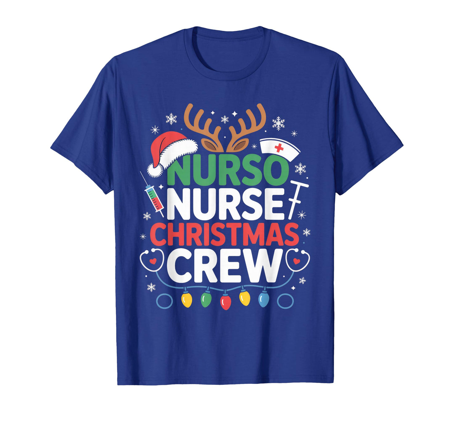 Nurse Christmas Crew Holiday Lights Festive Design T-Shirt