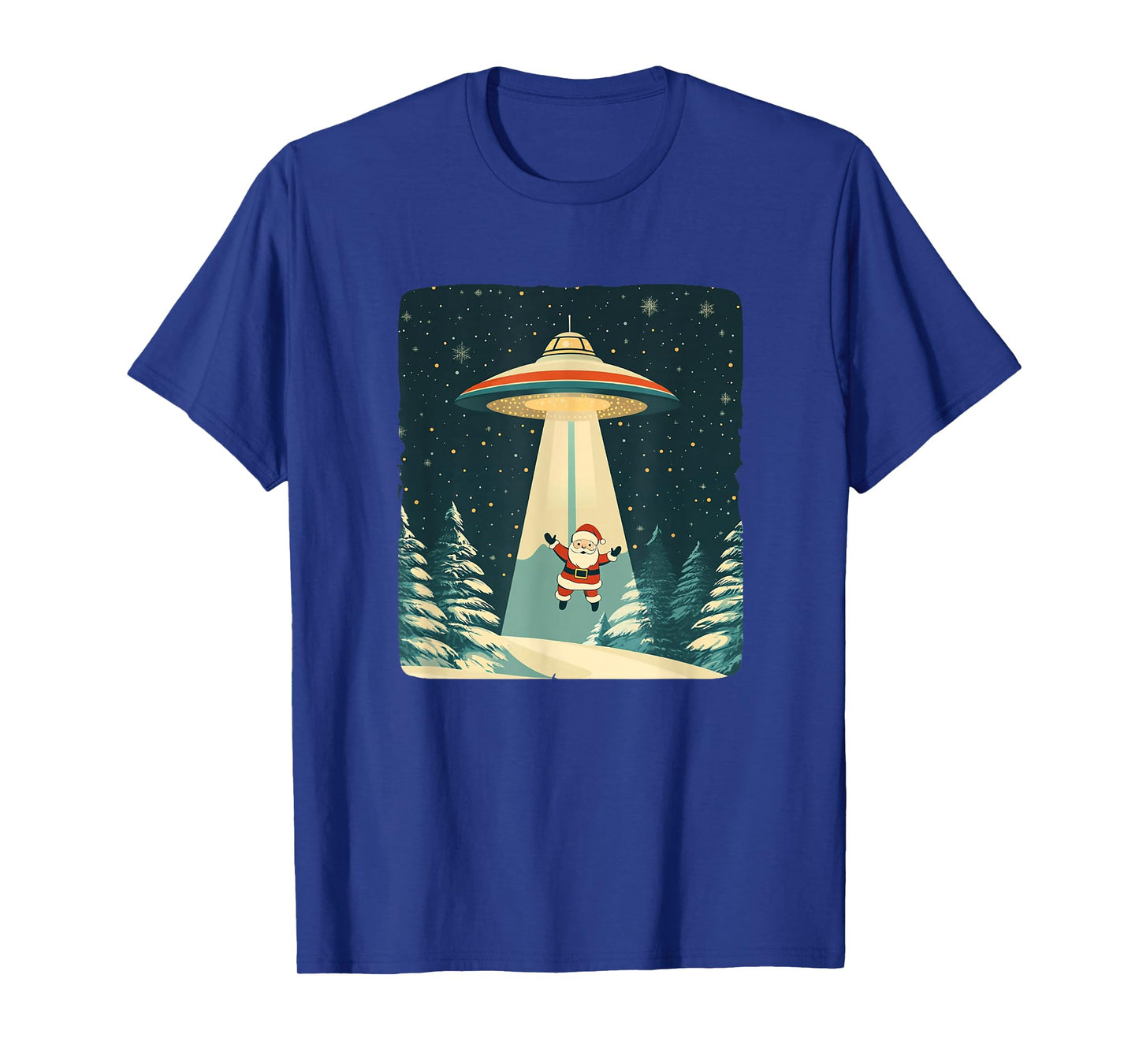 UFO Beams Up Santa Claus for a Fun Christmas Journey T-Shirt
