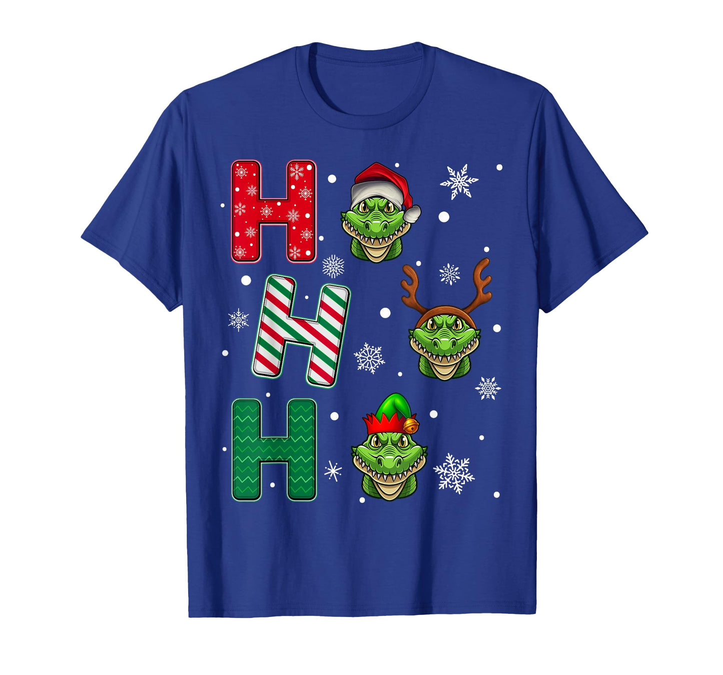 Ho Ho Ho Alligator Animal Matching Santa Elf Xmas T-Shirt