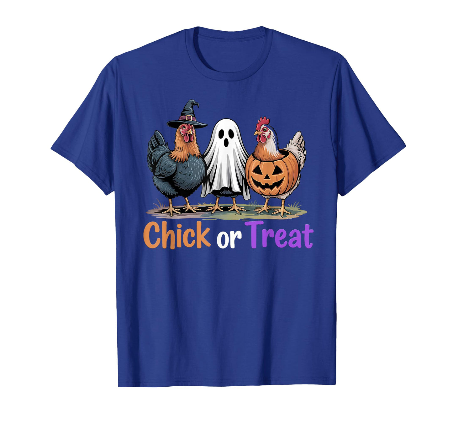 Chick Or Treat Halloween Witch Spooky Chicken Pumpkin T-Shirt