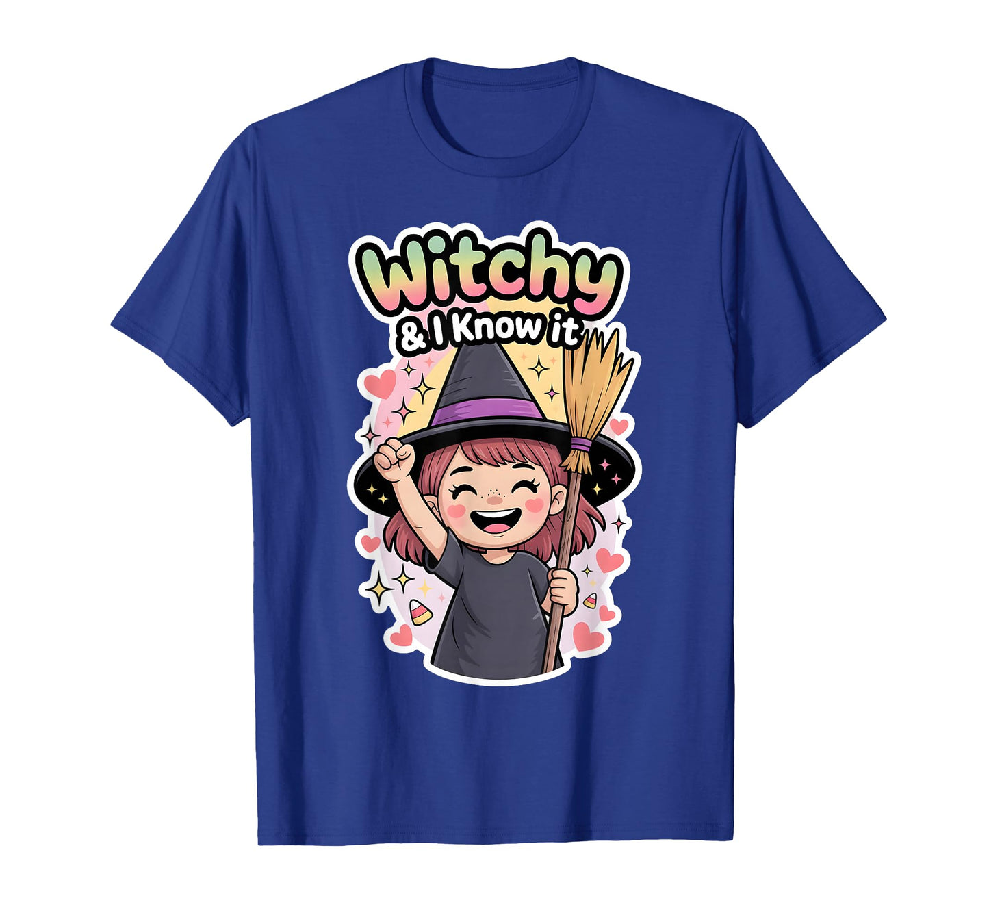 Witchy and I Know It Cute Halloween Witch Kids Costume T-Shirt