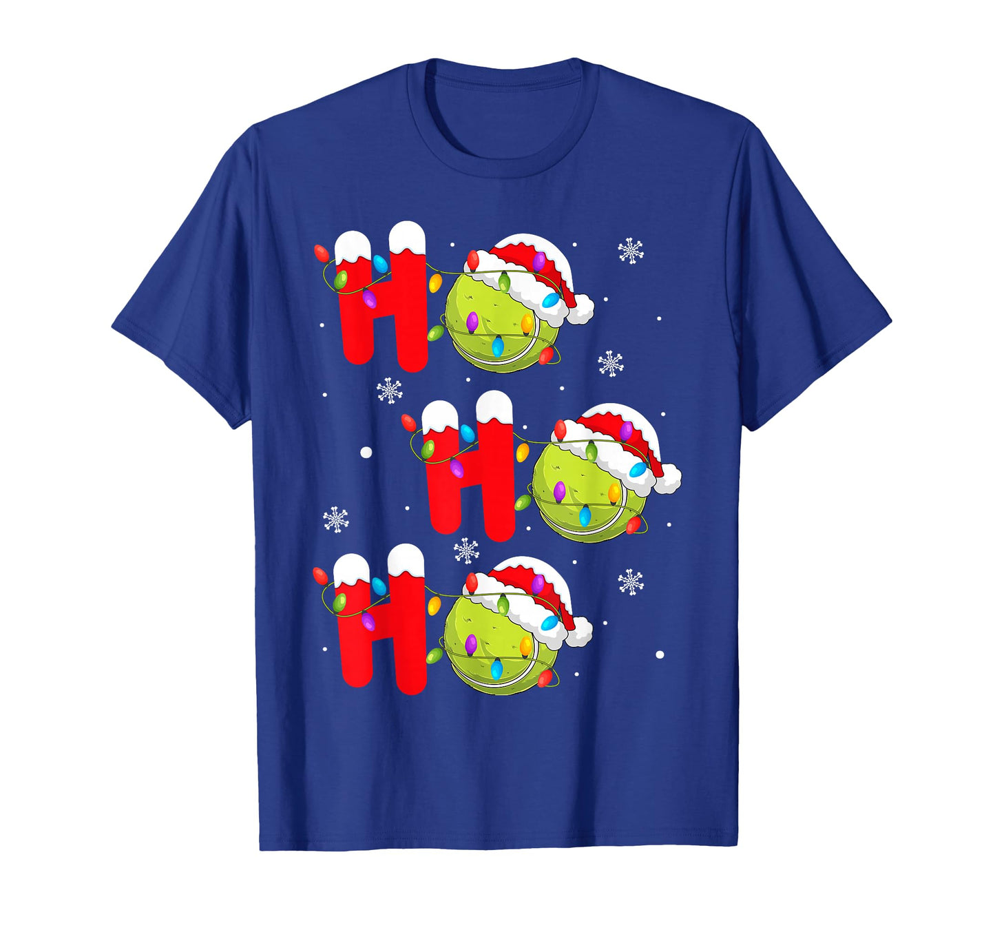 Tennis Ball Christmas Ho Ho Ho Santa Sports Player Xmas T-Shirt