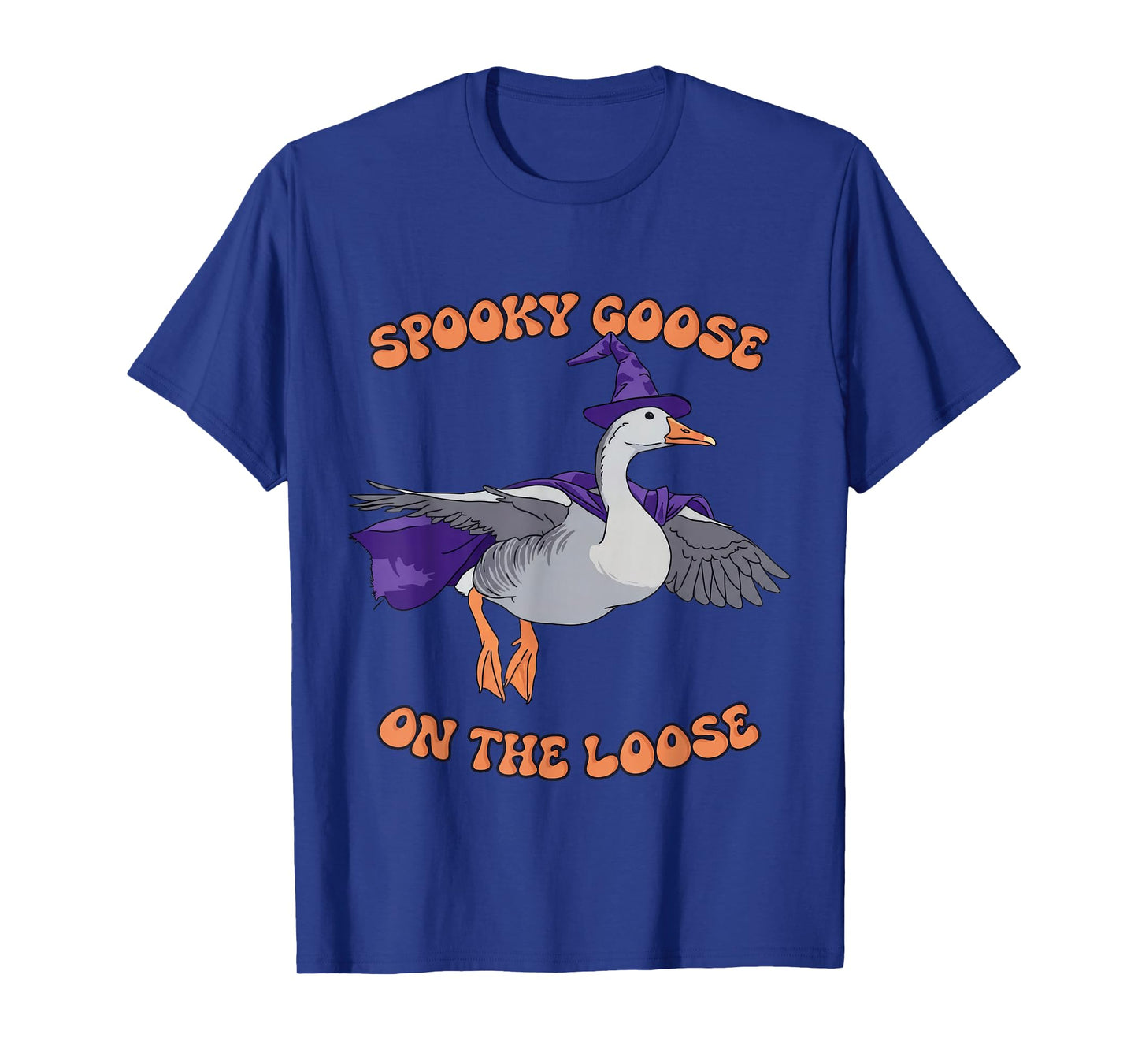 Spooky Goose On The Loose Funny Halloween Goose Witch Flying T-Shirt