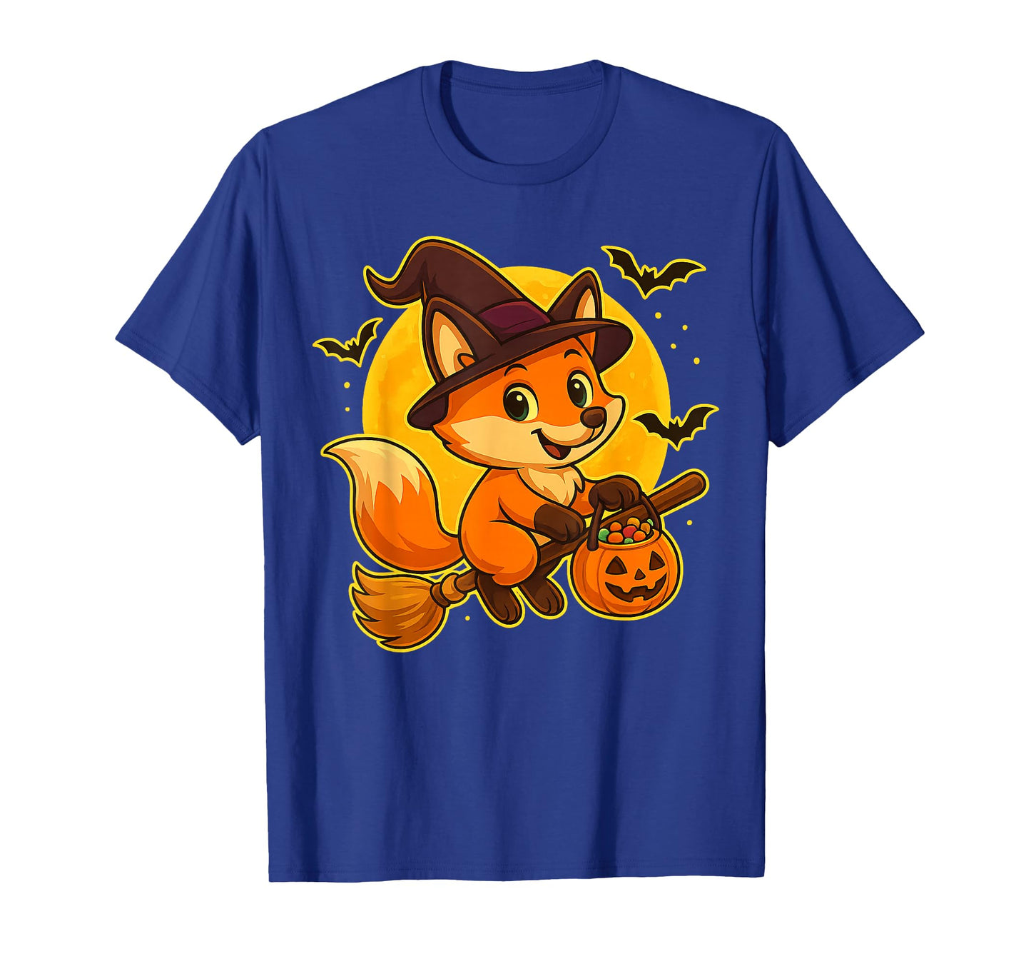 Cute Fox Witch Pumpkin Halloween Costume Boys Girls T-Shirt