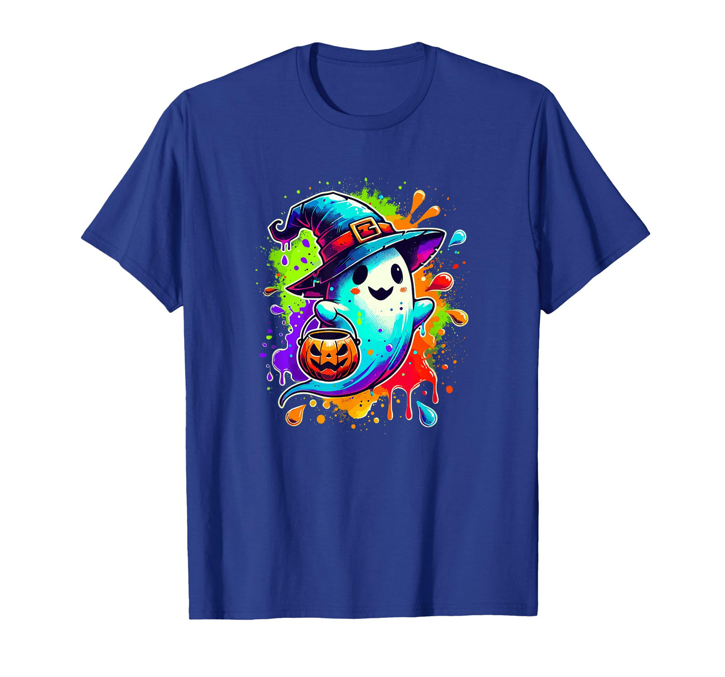 Splash Art Halloween Trick Or Treat Witch Ghost T-Shirt