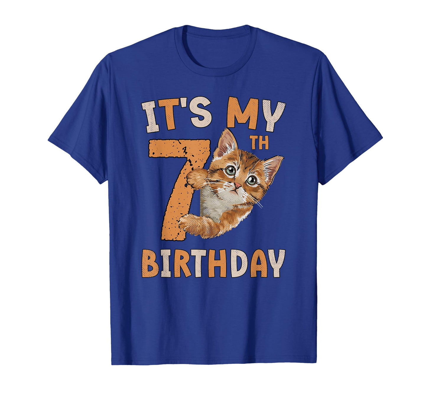 It's My 7th Birthday Cat Lover 7 Years Old Birthday Vintage T-Shirt