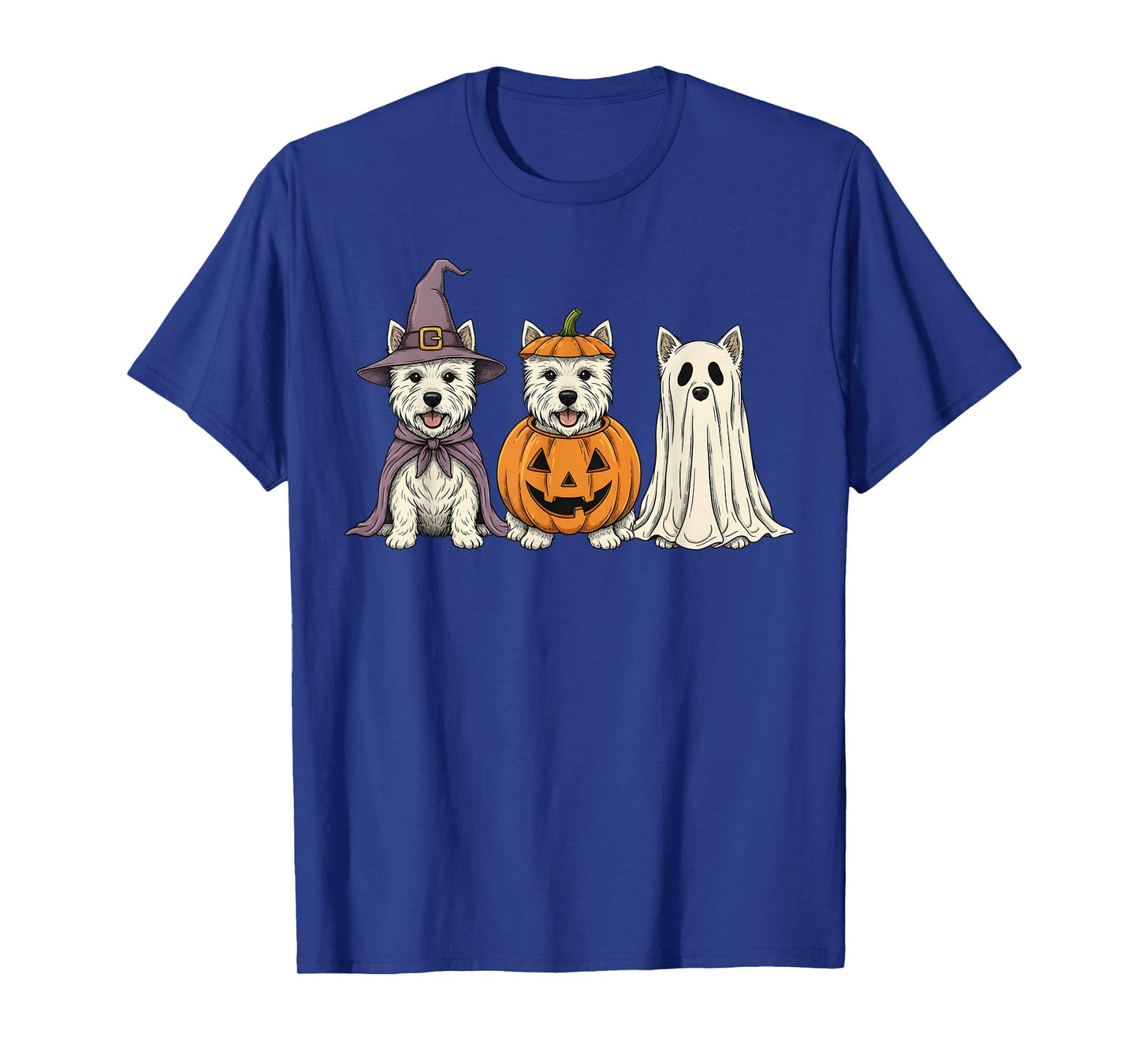 Spooky Ghost West Highland White Terrier Pumpkin Halloween T-Shirt
