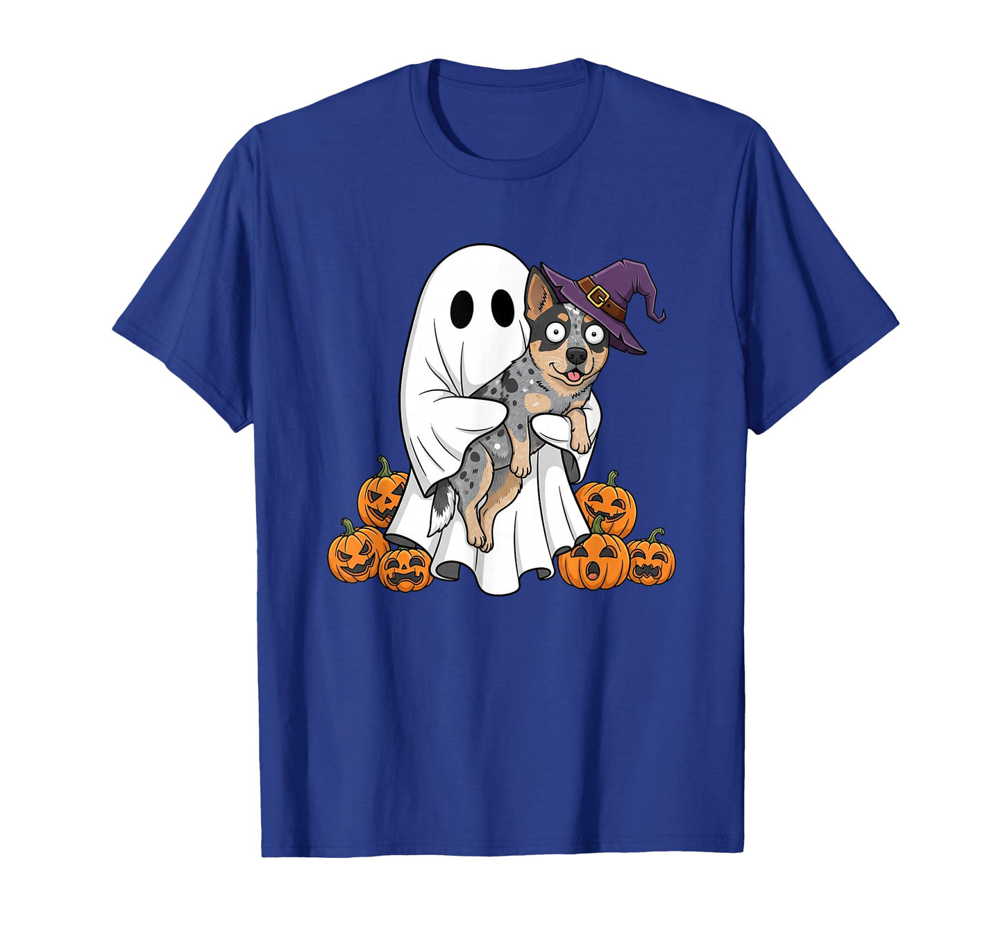 Ghost Australian Cattle Dog Pumpkin Halloween Mens Womens T-Shirt