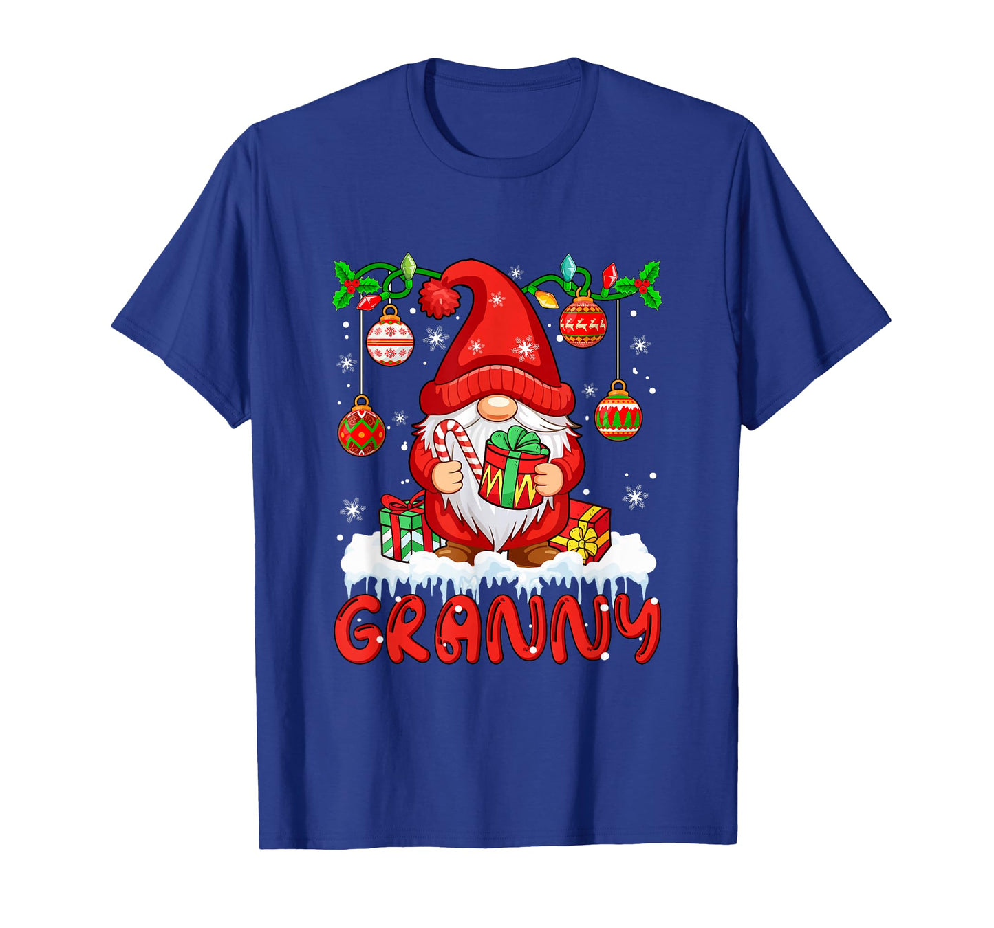 Granny Christmas Gnome Colorful Lights Matching Family Group T-Shirt