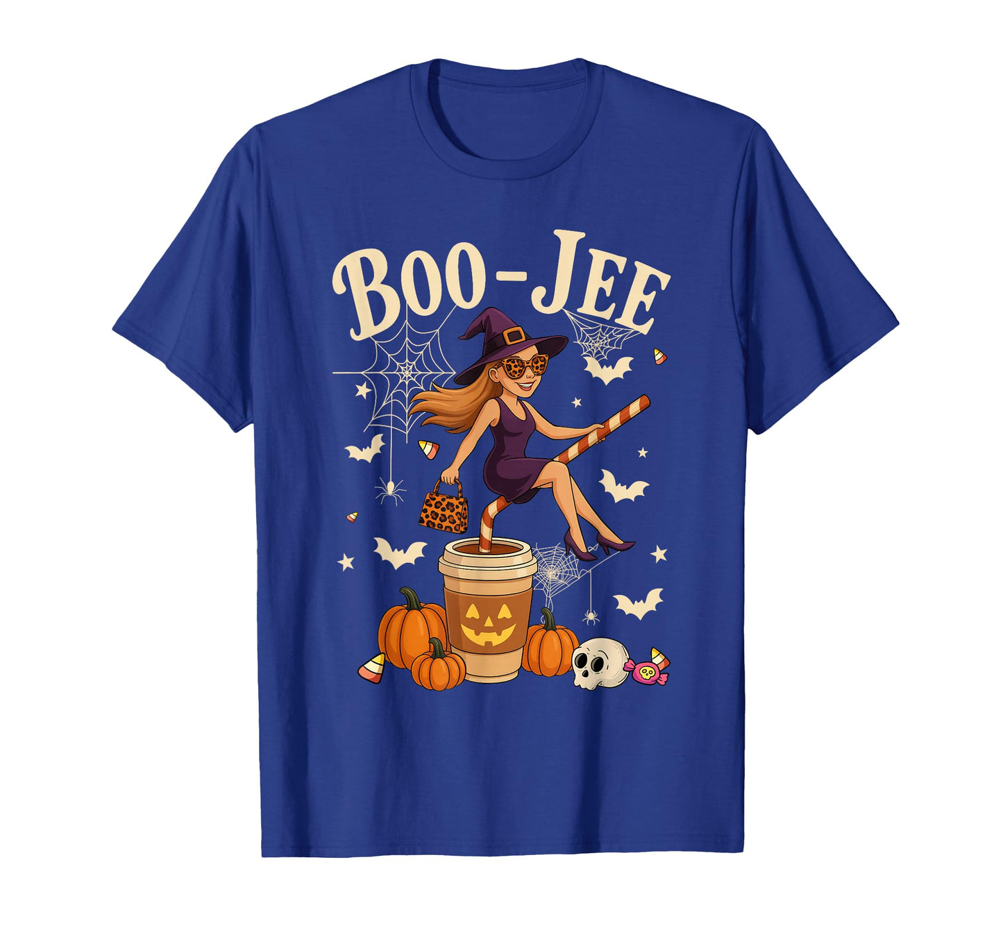 Coquette Leopard Witch Coffee Boo-JEE Halloween Boujee Girl T-Shirt