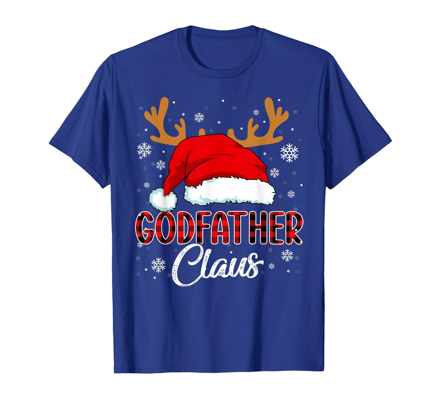 Godfather Claus Santa Christmas Red Plaid Matching Family T-Shirt