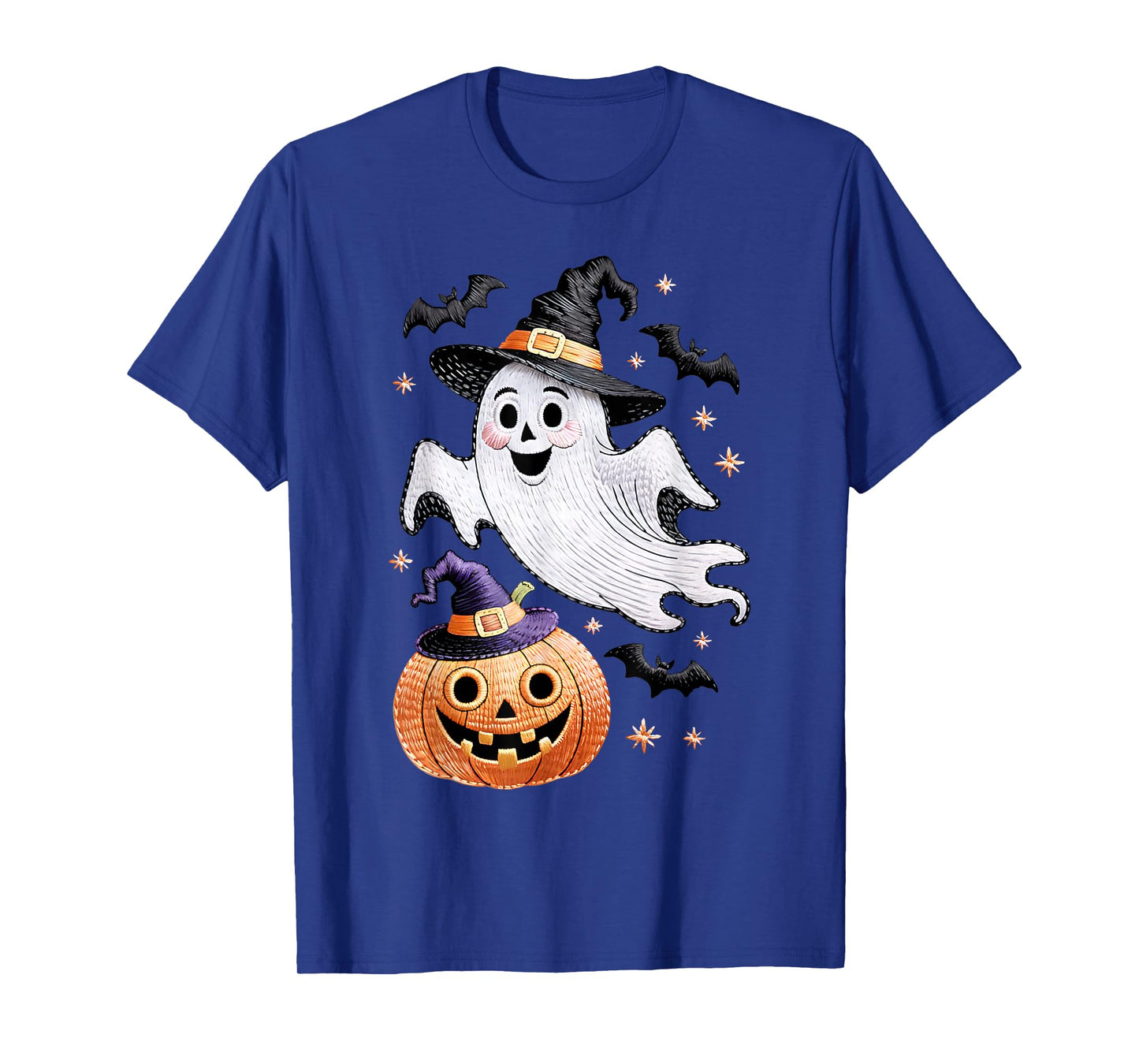 Halloween Ghost and Pumpkin Witch Hat Spooky Design T-Shirt