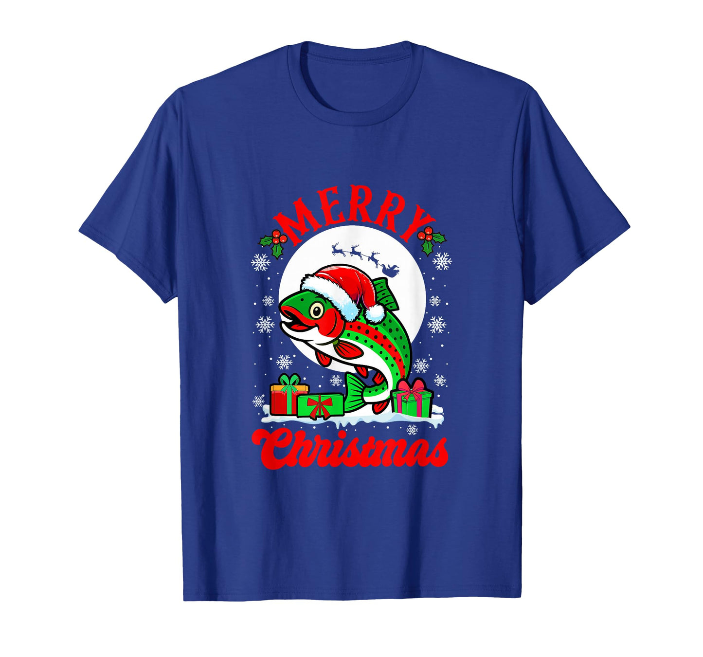Merry Christmas Santa Trout Fish Xmas Box Fishing Fisher T-Shirt