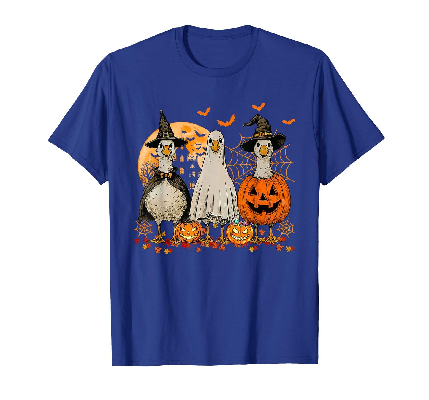 Ghost and Witch Goose Retro Halloween Goose Costume T-Shirt