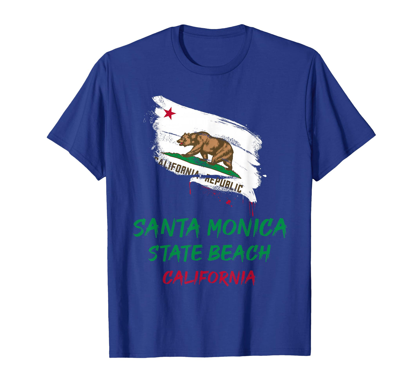 Santa Monica State Beach California Splatter Flag Vacation T-Shirt