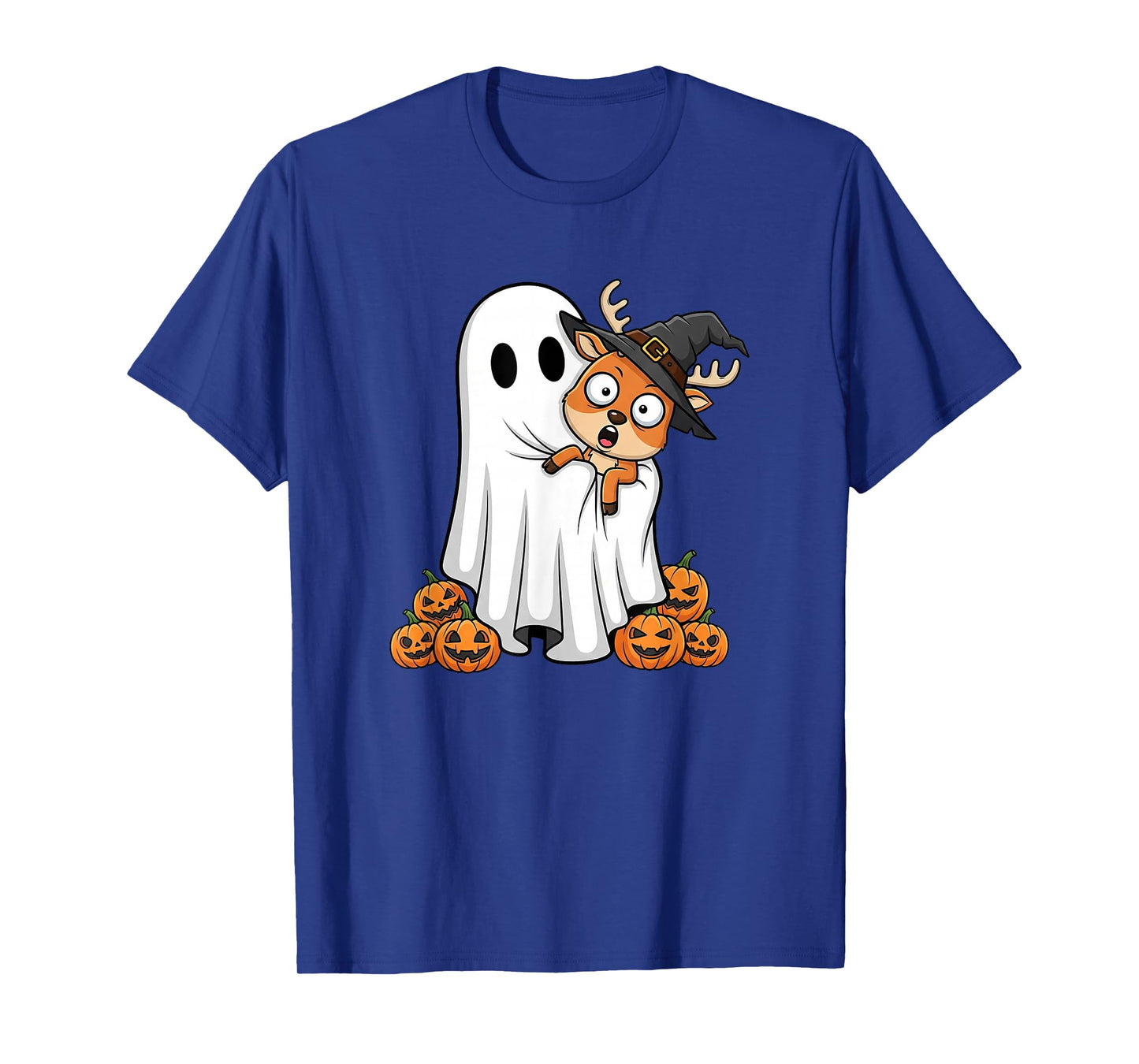Funny Ghost Deer Pumpkin Halloween Kids Mens Womens T-Shirt