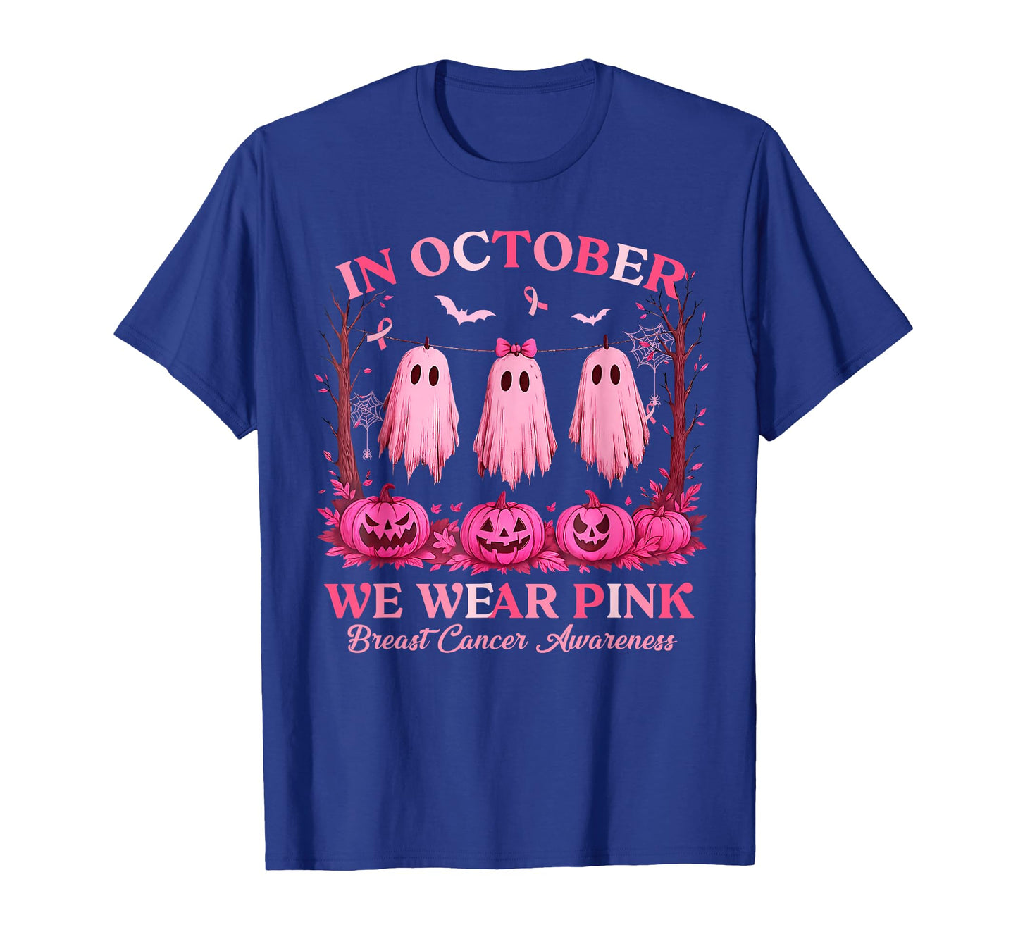 Breast Cancer Women Halloween in October We Wear Pink Witch T-Shirt