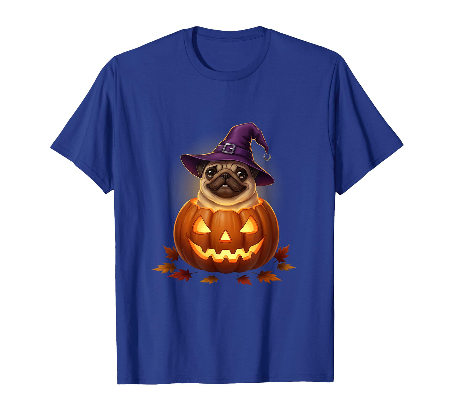 Funny Pug in Halloween Pumpkin Wearing Witch Hat Pug Mom Dad T-Shirt
