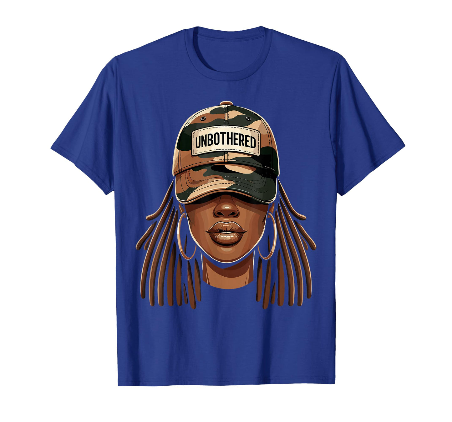 Unbothered Black Girl With Cap Camo Afro Woman T-Shirt