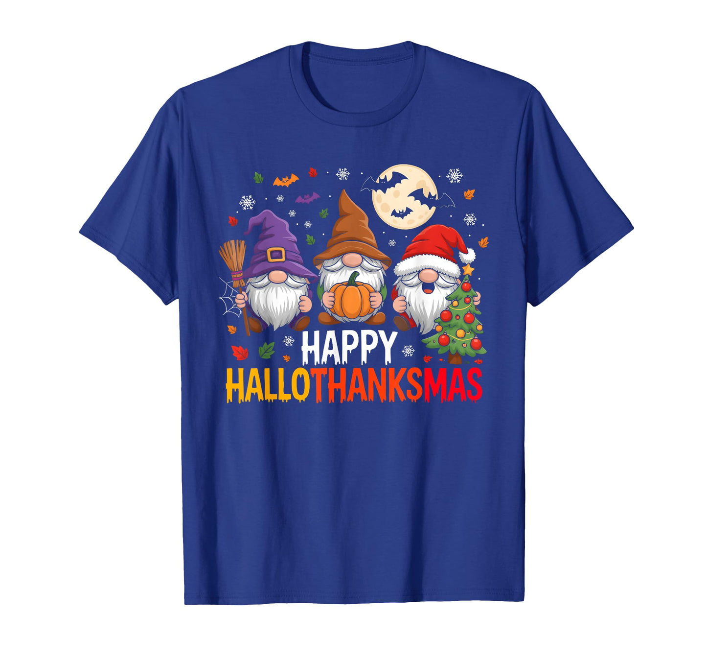 Happy Hallothanksmas Gnomes Lover Halloween Merry Christmas T-Shirt