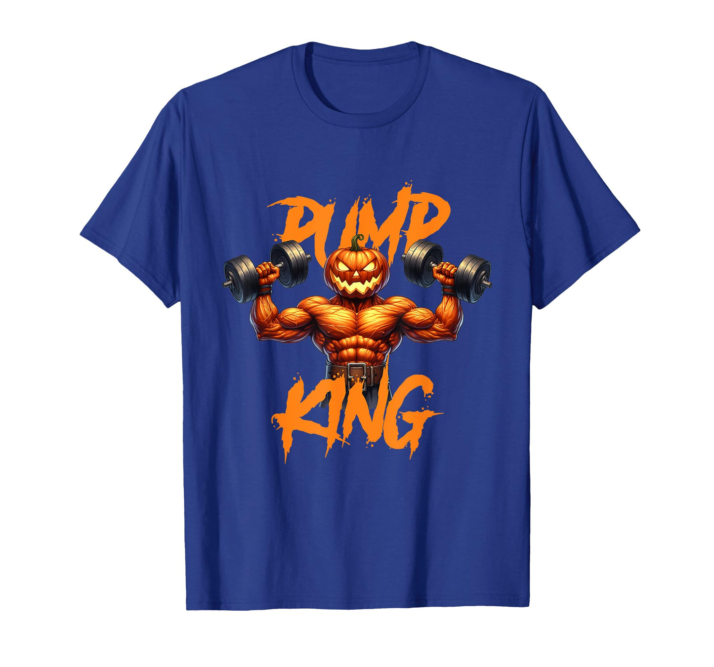 Pump King Gym Workout Lifting Pumpkin Pun Funny Halloween T-Shirt