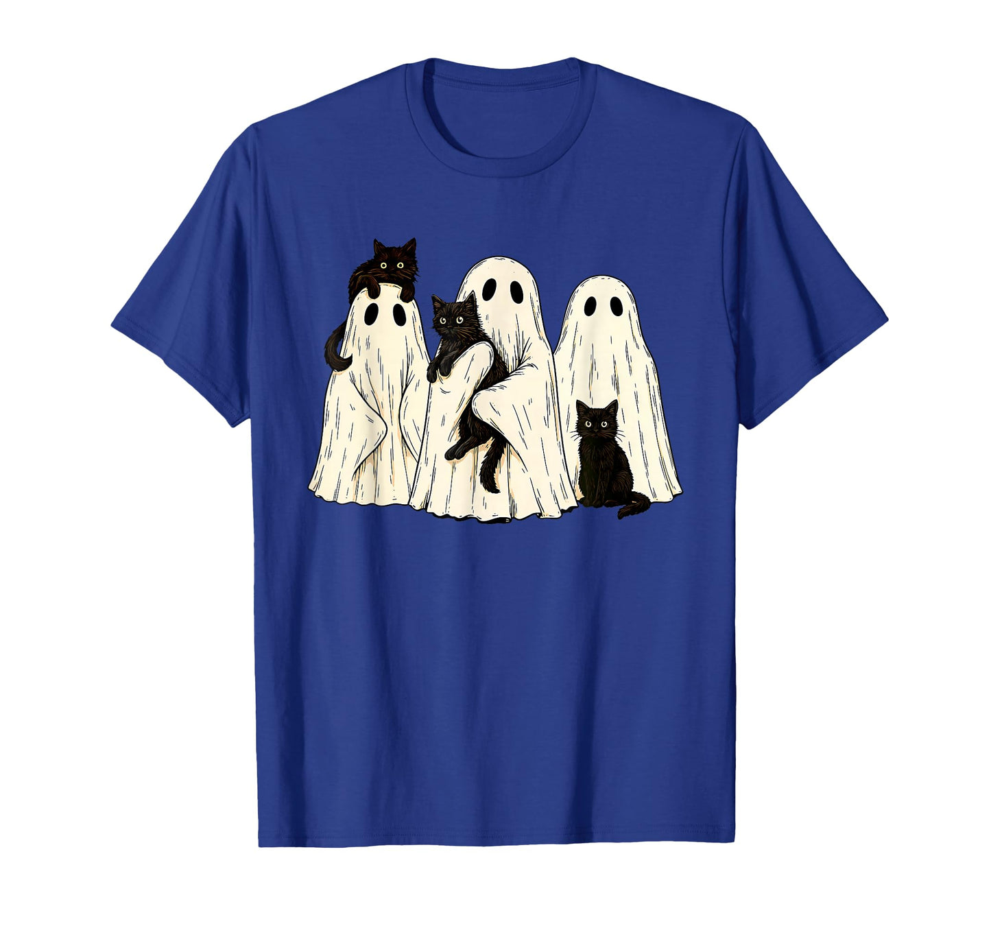 Ghost Holding Black Cat Funny Halloween Cat Lovers Women Tee T-Shirt