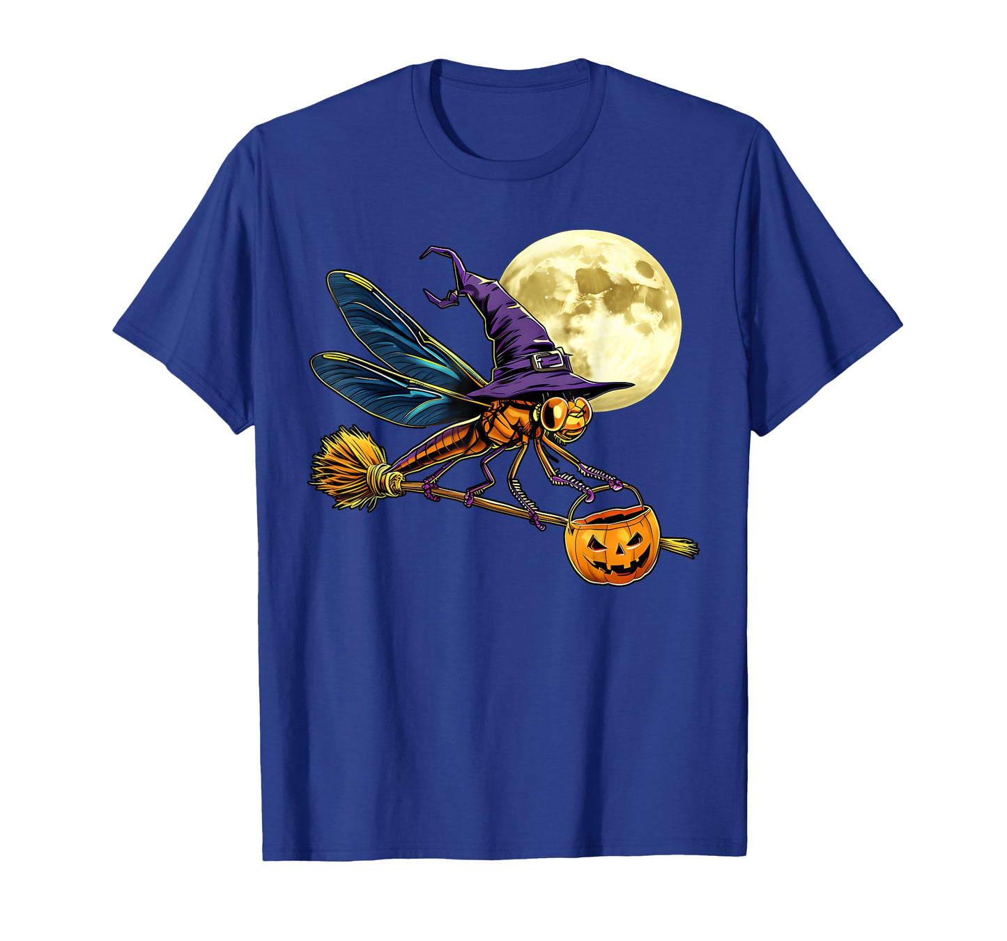 Funny Dragonfly Witch Hat Pumpkin Halloween Costume T-Shirt