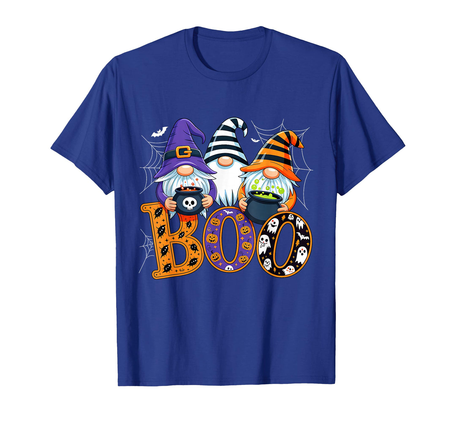 Funny Boo Witch Sipders Pumpkins Happy Halloween Gnomes T-Shirt