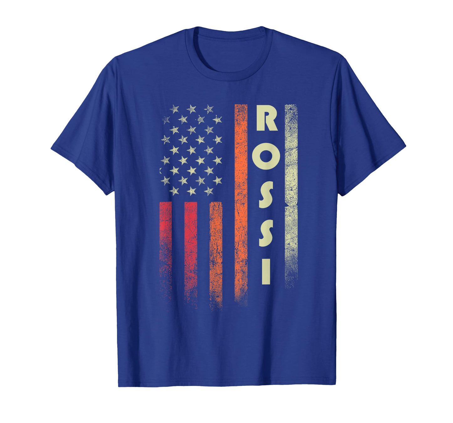 ROSSI Surname Funny Retro Vintage Birthday American Flag T-Shirt