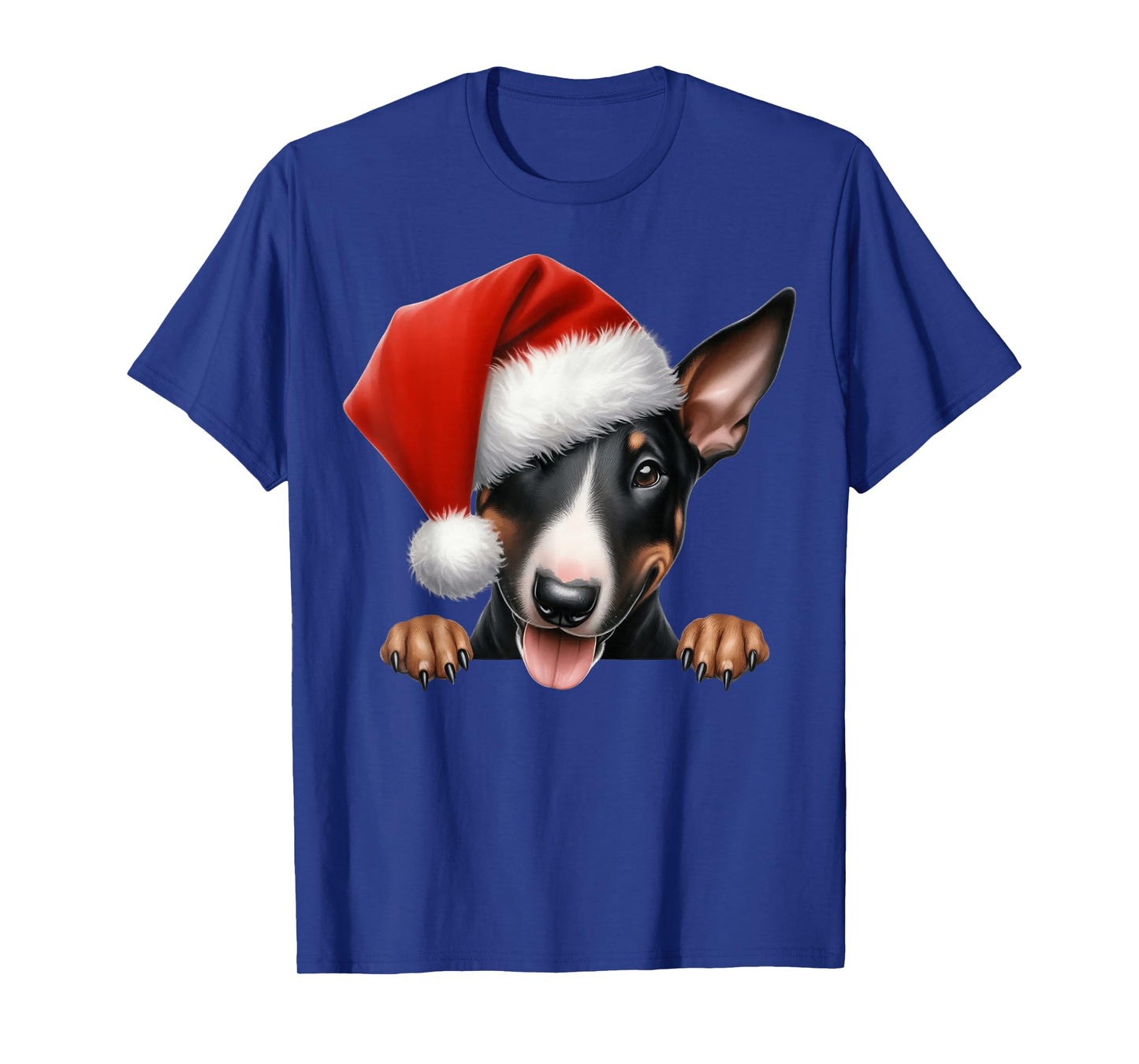 Bull Terrier Dog Christmas Santa Hat Dog Mom Dad T-Shirt