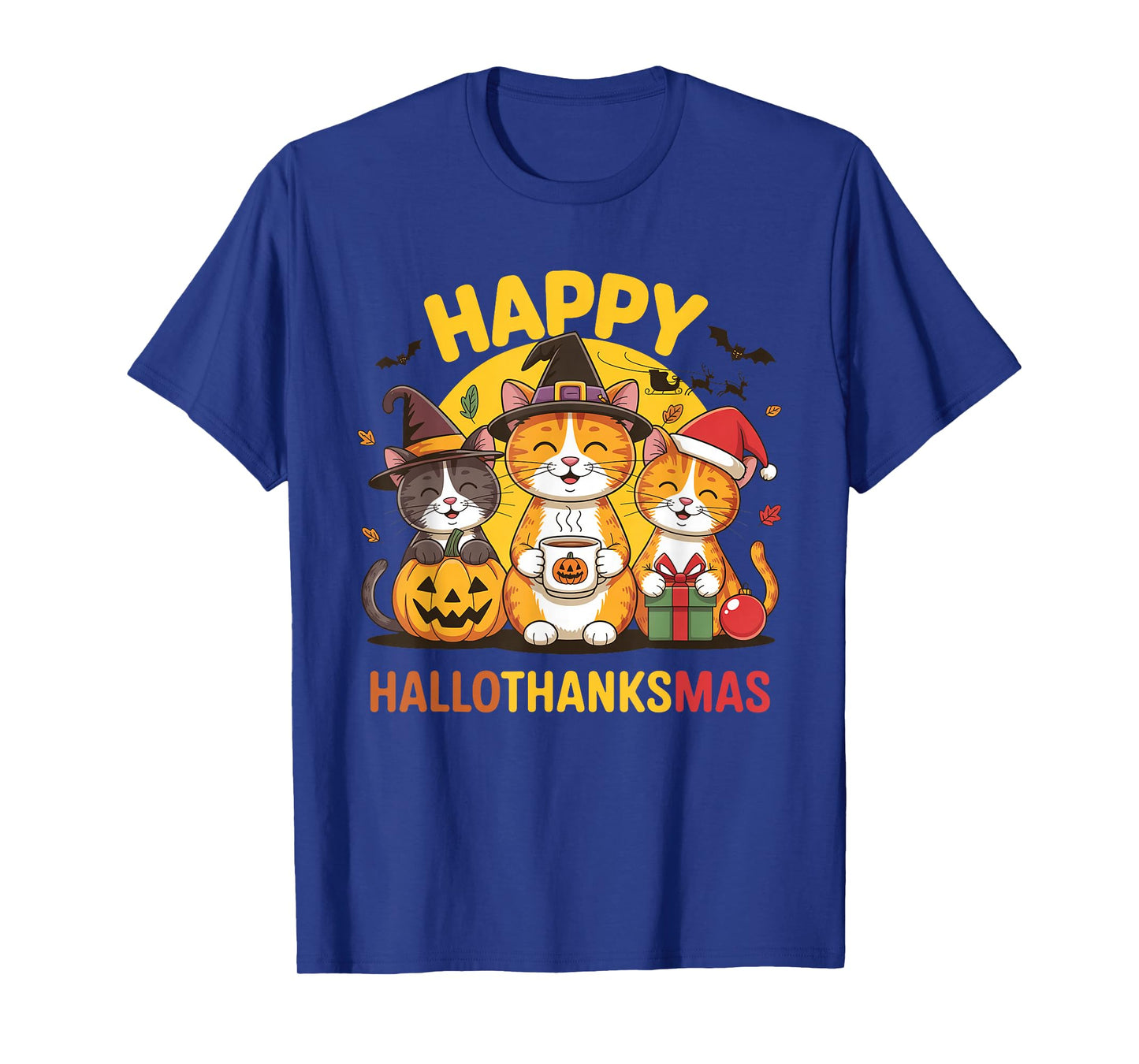 Cat Hallothanksmas Kitten Halloween Thanksgiving Christmas T-Shirt