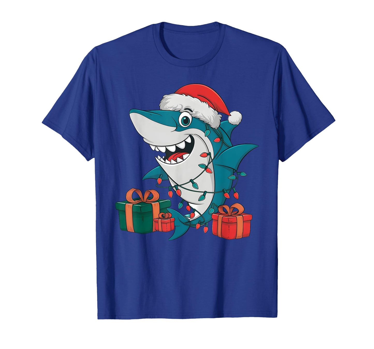Xmas Lighting Santa Hat Shark Christmas T-Shirt