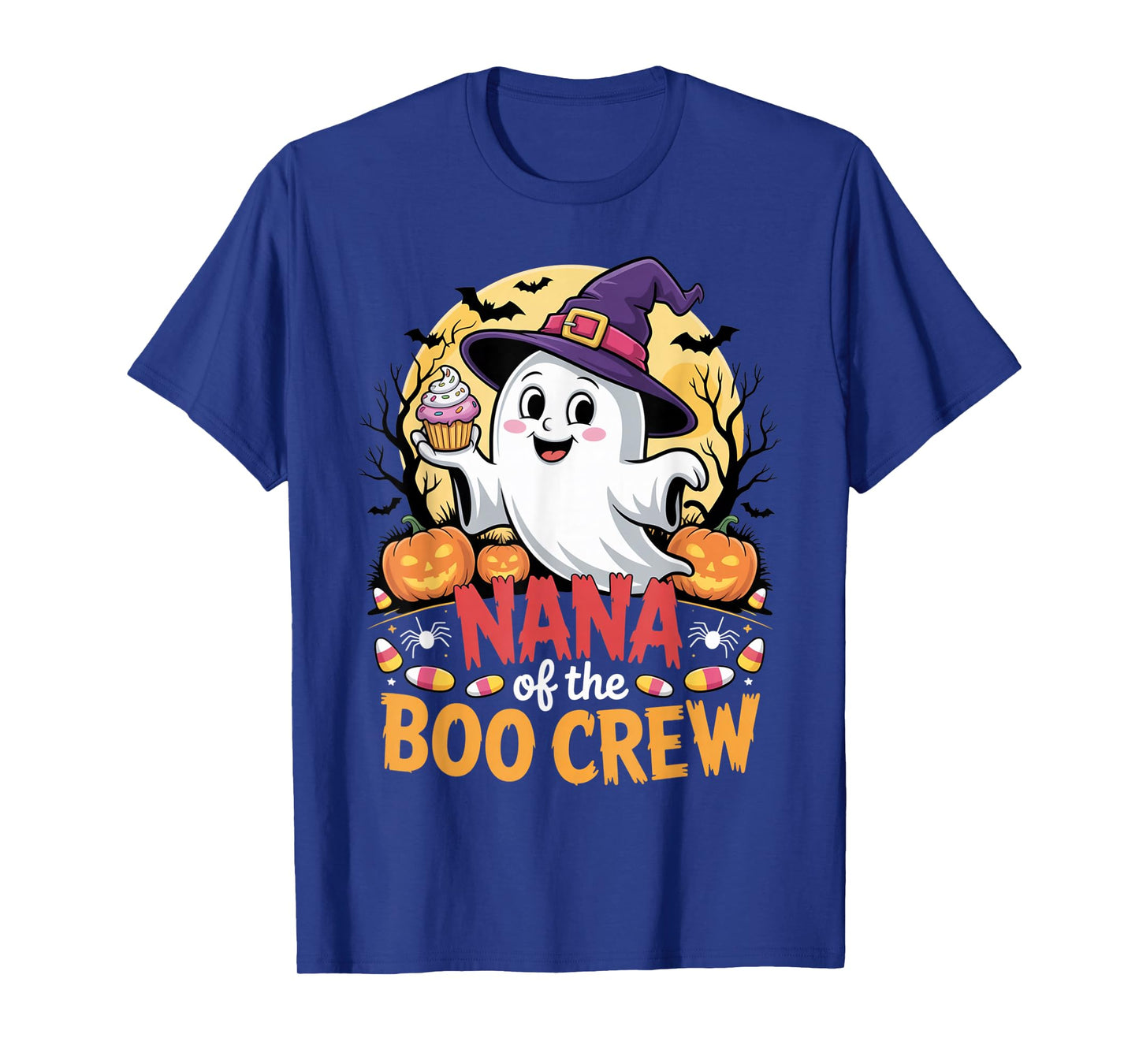 Nana of The Boo Crew Halloween Ghost Outfit with Pumpkins T-Shirt