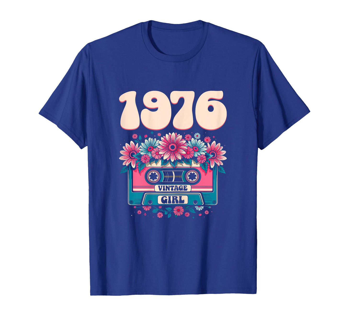 1976 Vintage Birthday Retro Flowers Woman 50th Birthday 1976 T-Shirt
