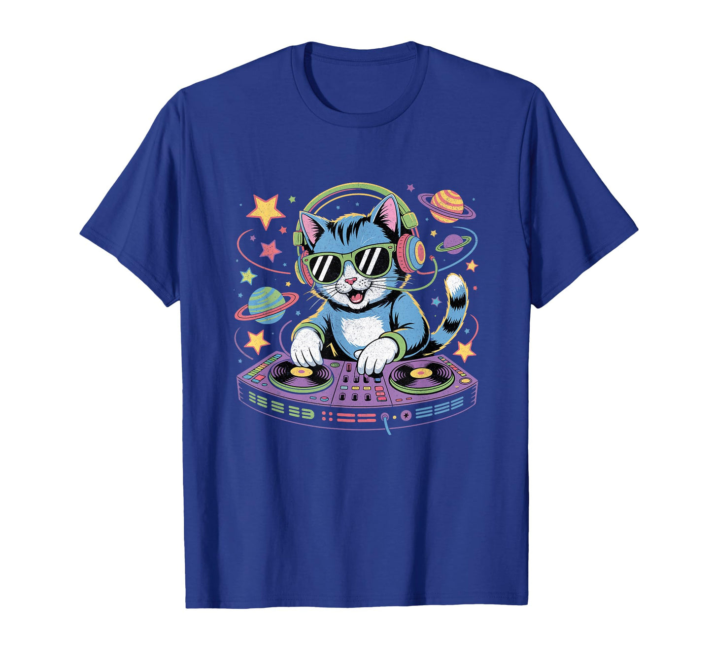 DJ Cat Cool Music Cat DJing on Turntable Funny Cat Lover T-Shirt