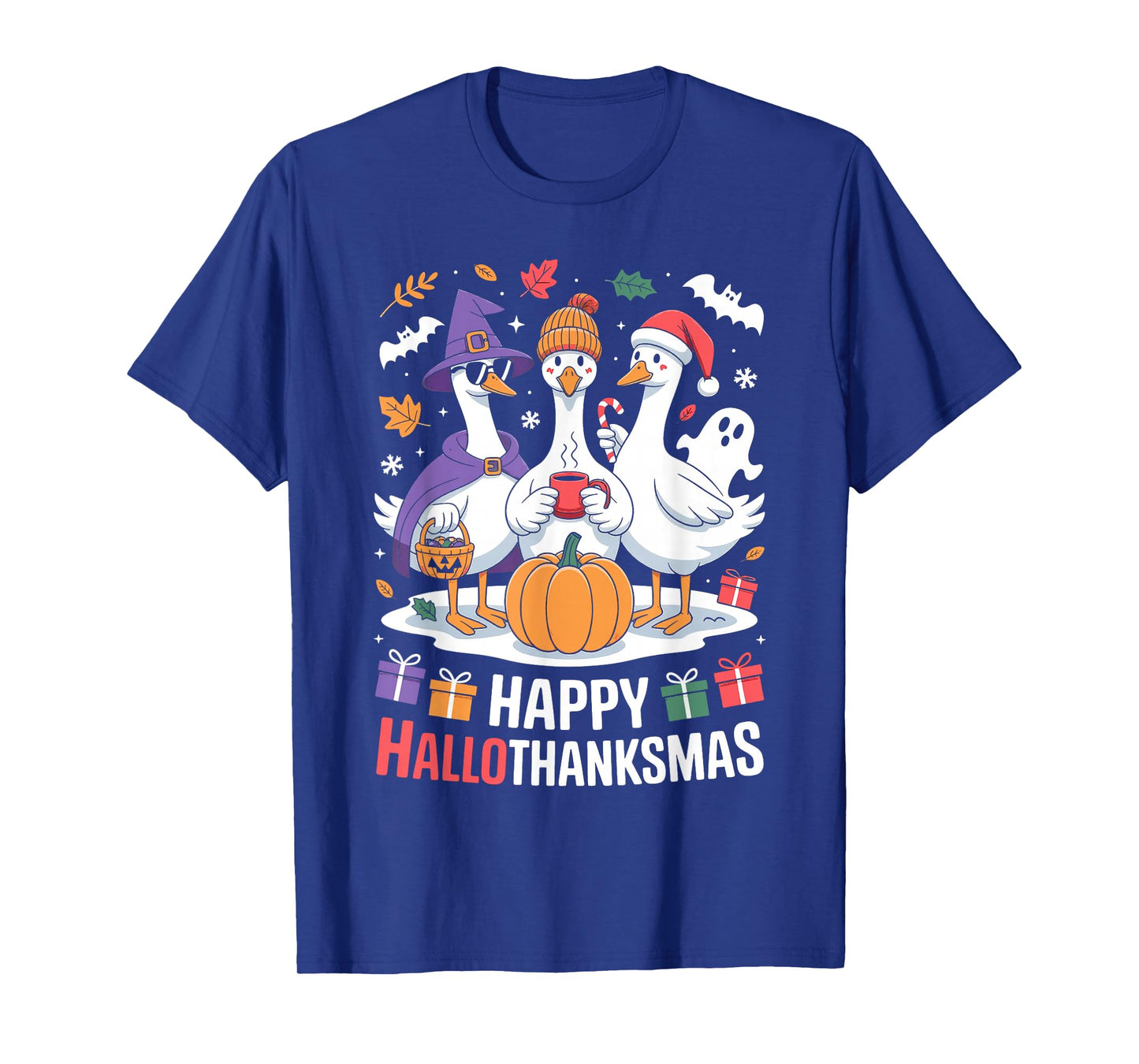 Duck Halloween Thanksgiving Christmas Happy Hallothanksmas T-Shirt