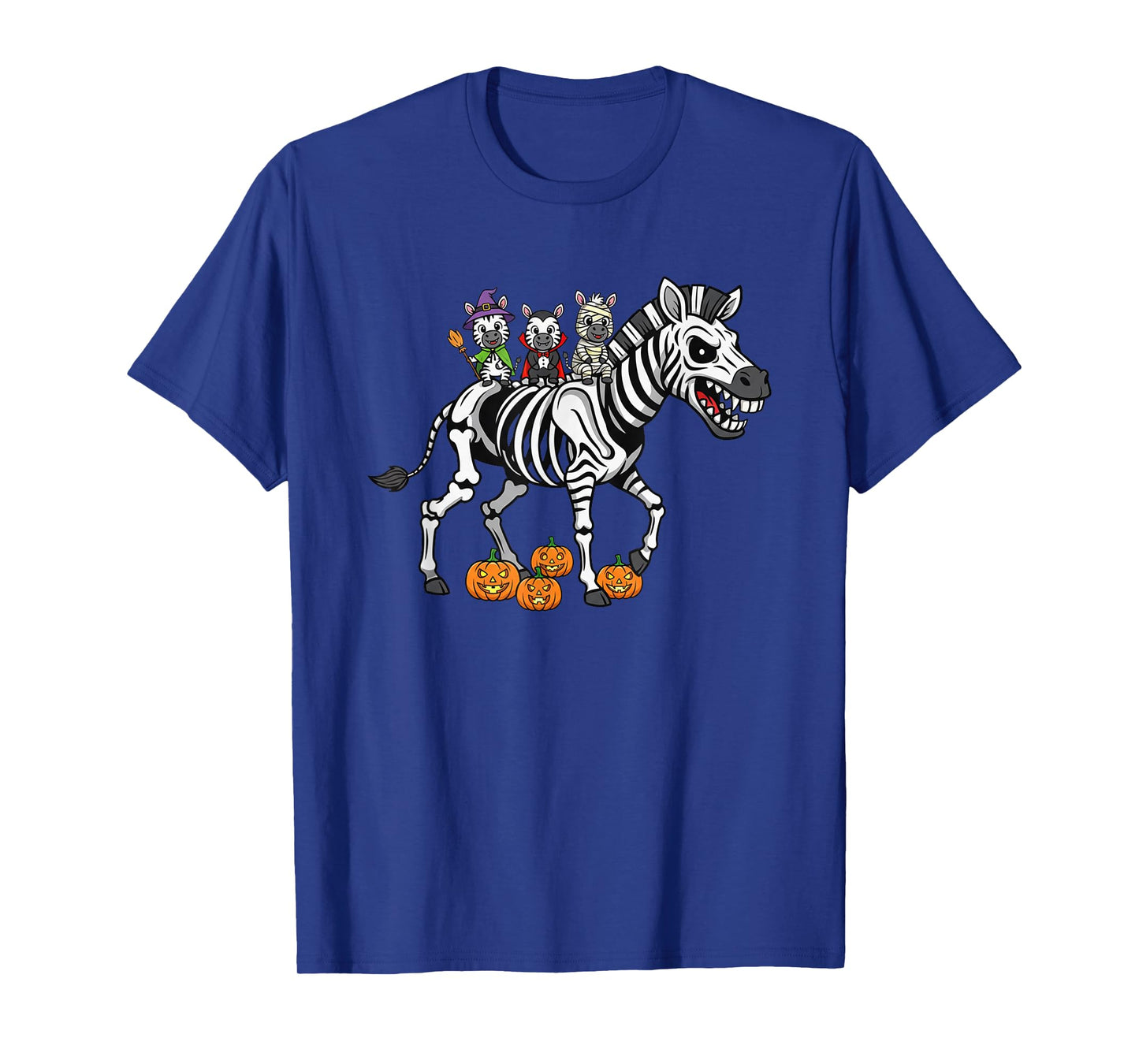 Funny Zebra Skeleton Mummy Witch Halloween Kids Mens Womens T-Shirt