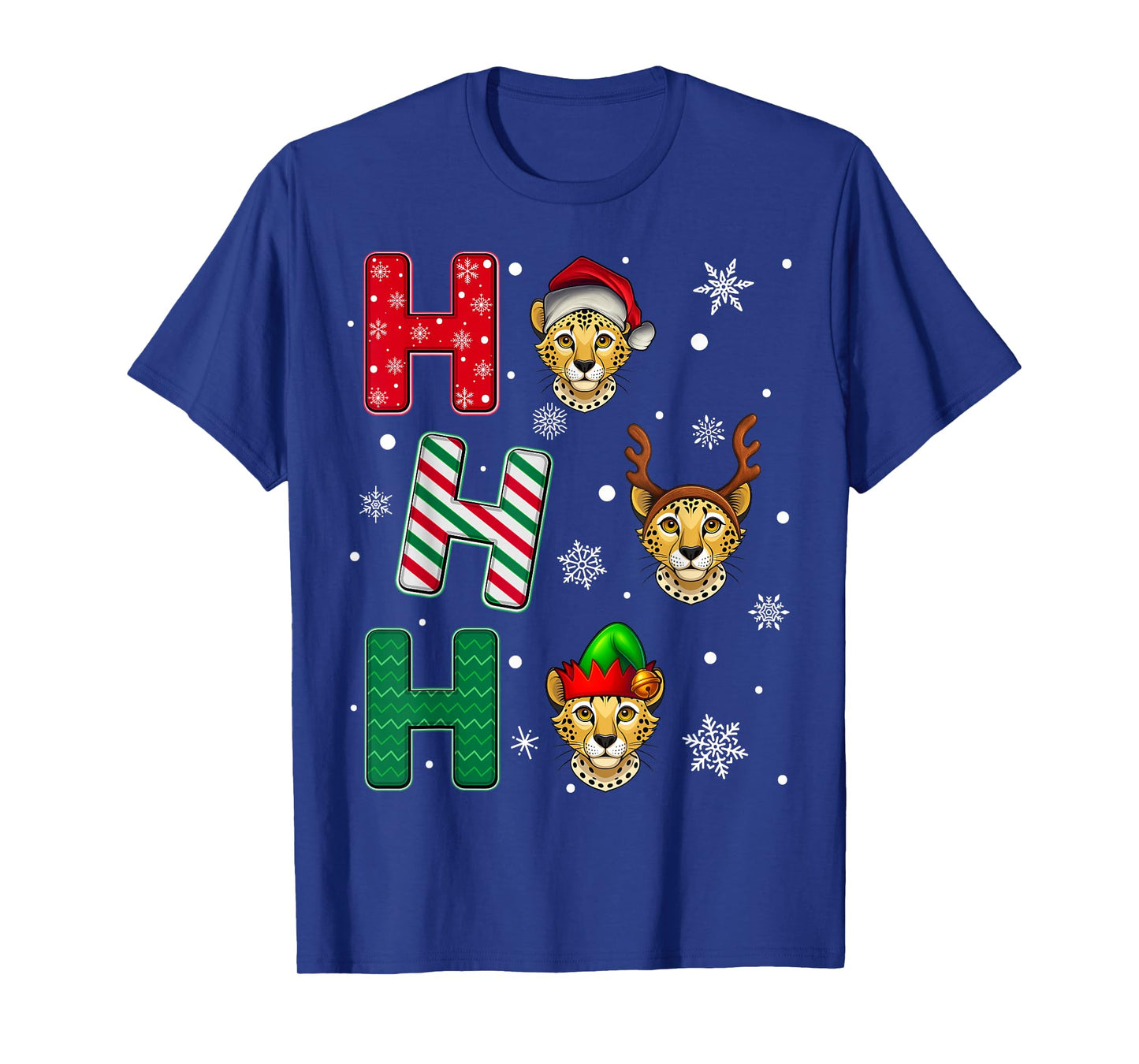 Ho Ho Ho Ocelot Animal Matching Santa Elf Xmas T-Shirt