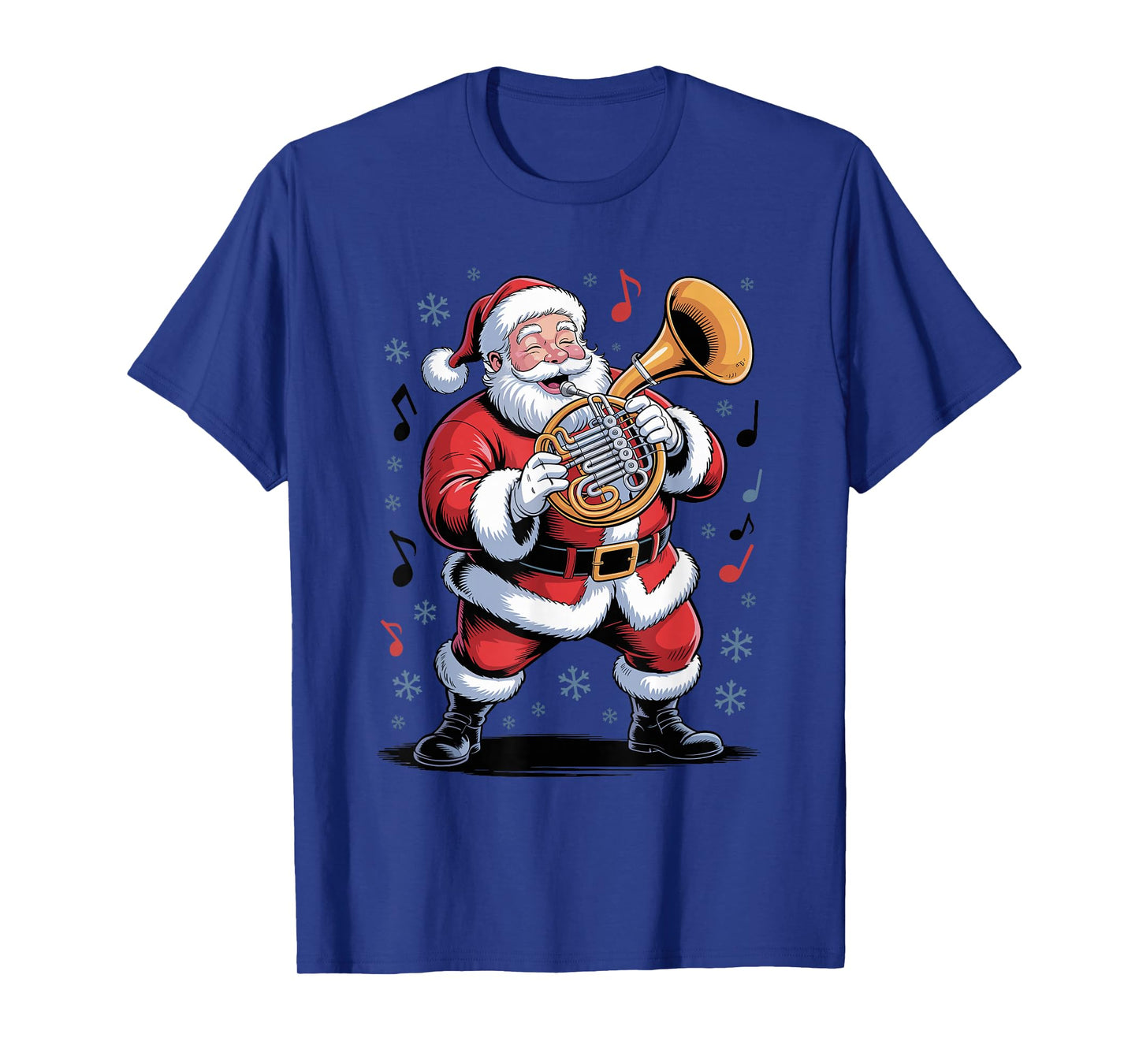 Santa Playing French Horn Funny Holiday Christmas Xmas T-Shirt