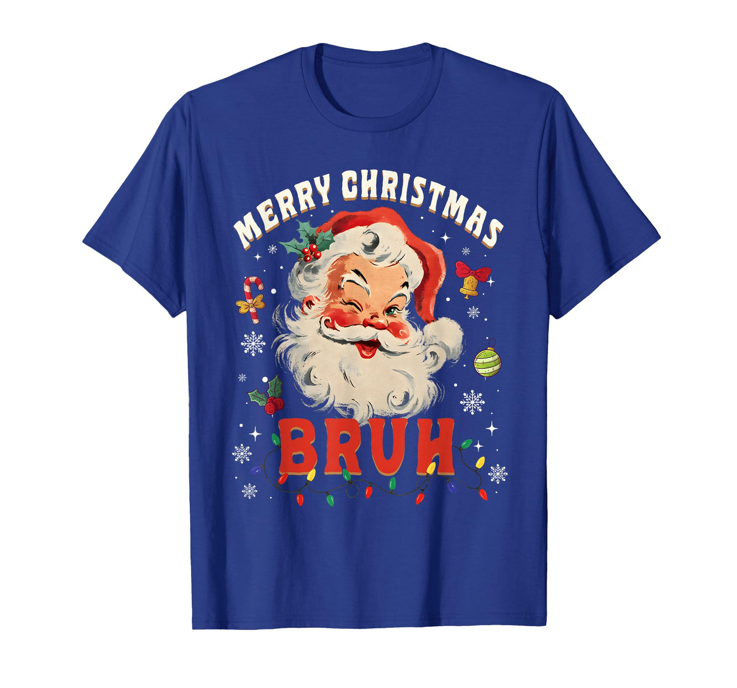 Merry Christmas Bruh Funny Santa Claus Groovy Retro T-Shirt
