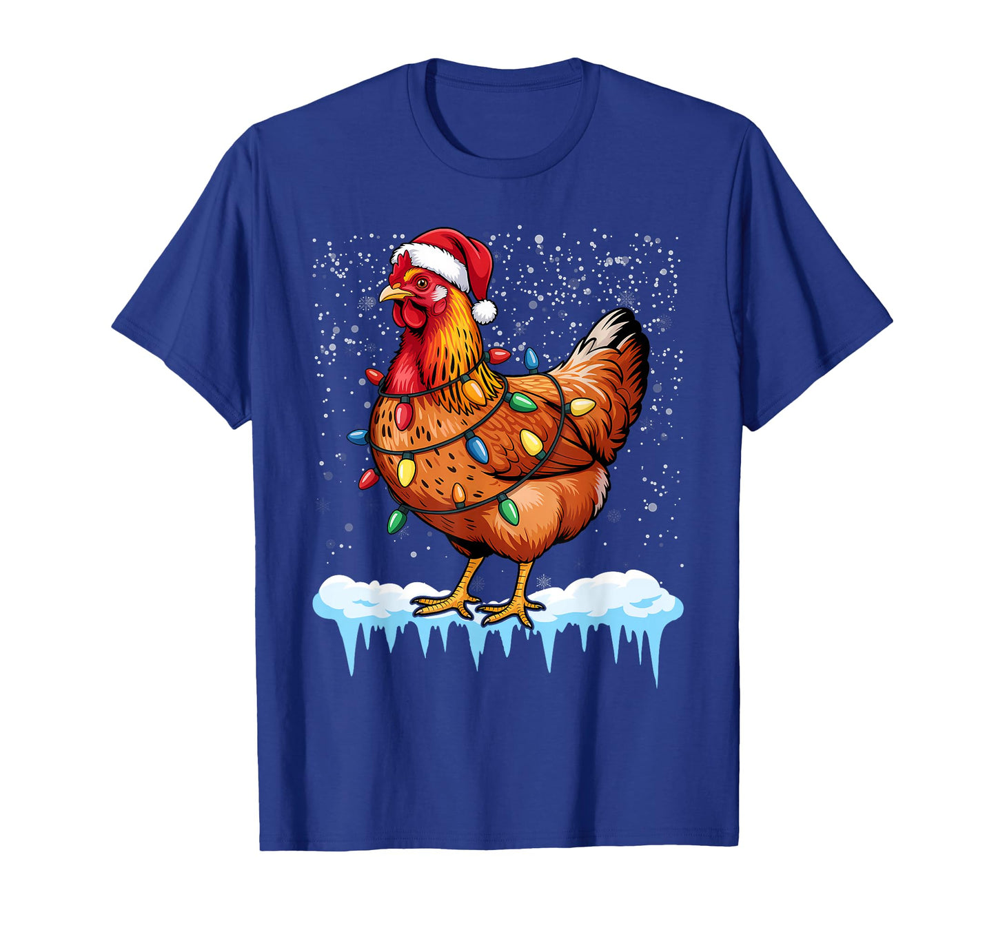 Christmas Santa Chicken Lights Funny Xmas Tree T-Shirt