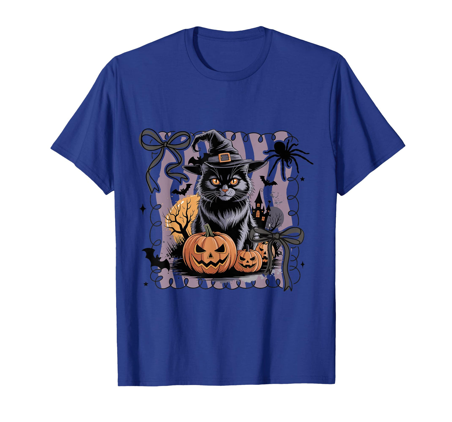 Spooky Black Cat Witch Halloween T-Shirt