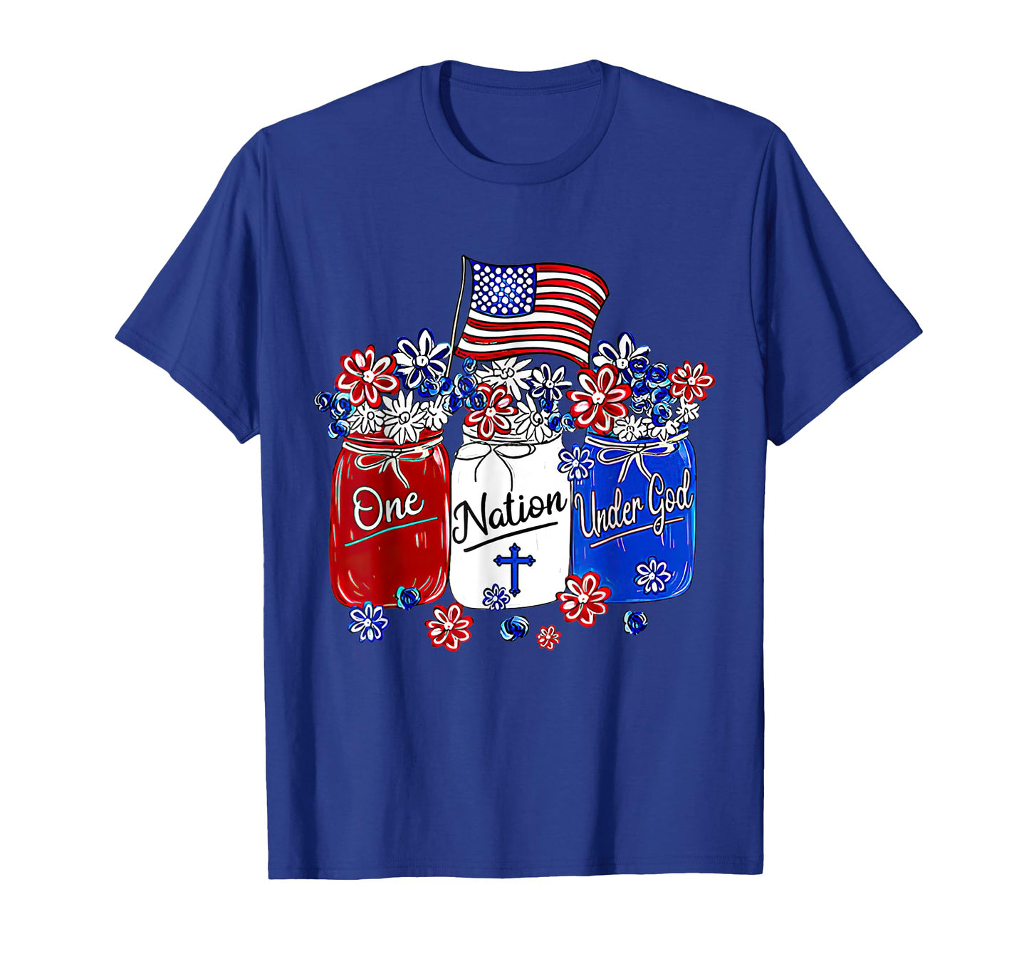 One Nation Under God American Flag Christian Jesus Patriotic T-Shirt for Women Men