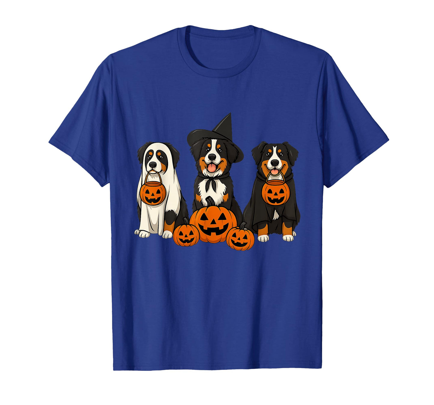 Ghost and Witch Bernese Mountain Dog Halloween for Women T-Shirt