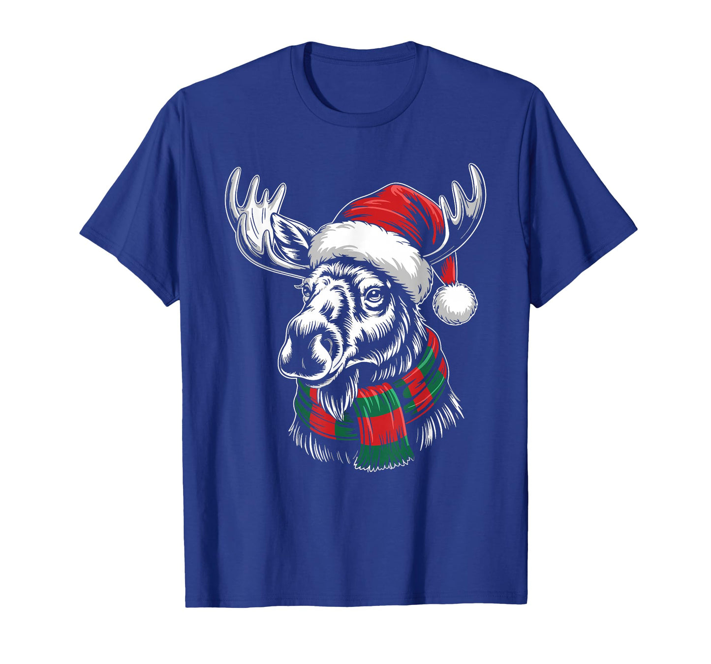 Moose Xmas Santa Hat Scarf Christmas Costume T-Shirt