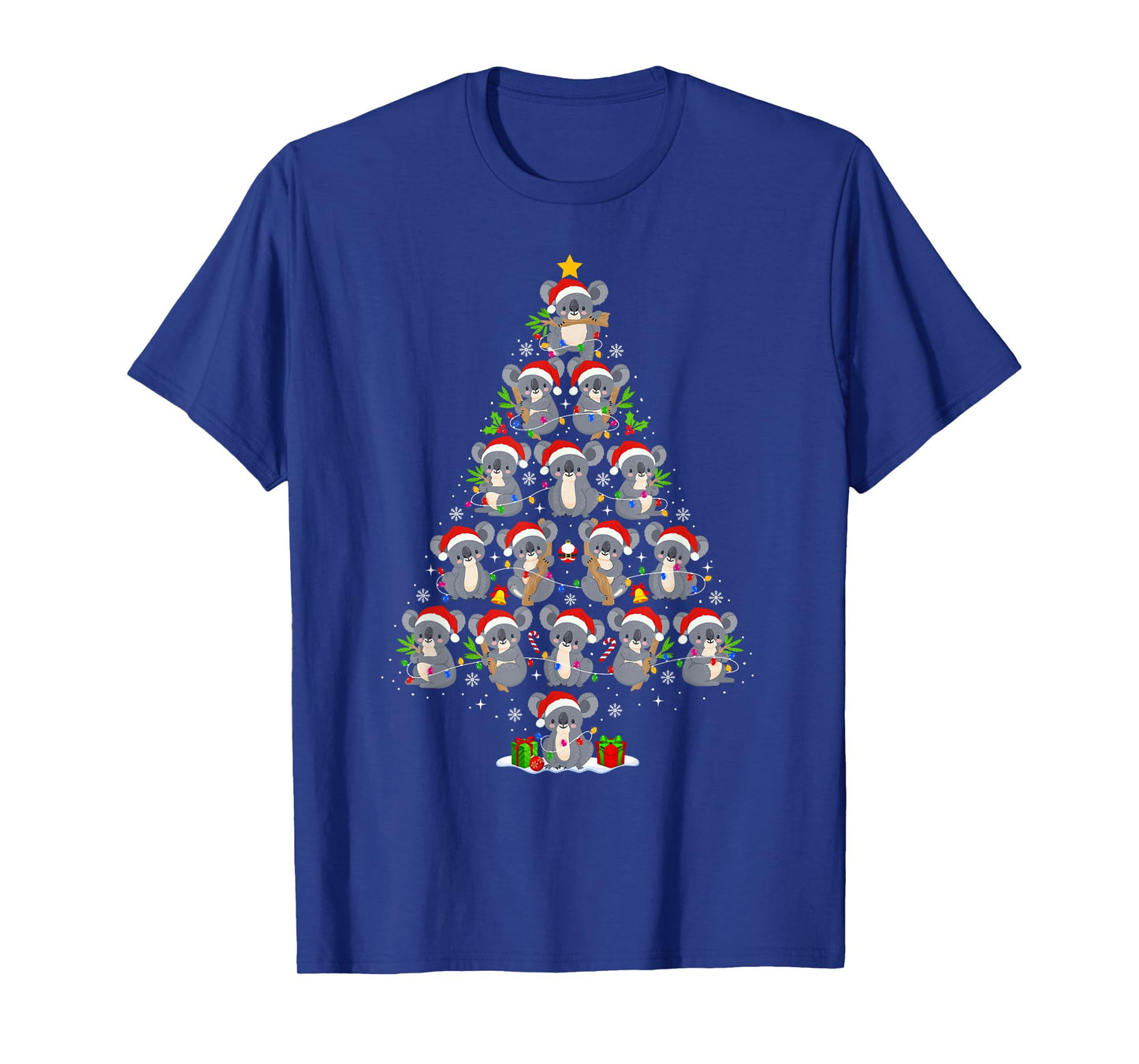 Koala Christmas Tree Lights Funny Xmas Santa Hat Koala Lover T-Shirt