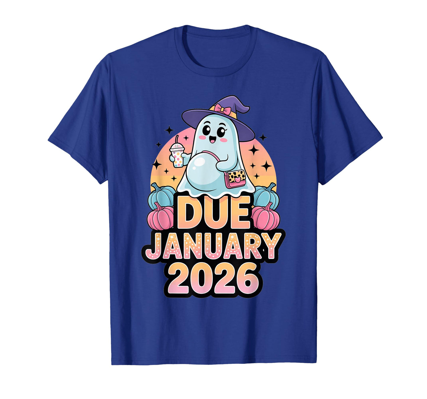 Halloween Pregnant Due January 2026 Mama Ghost Baby Mom T-Shirt